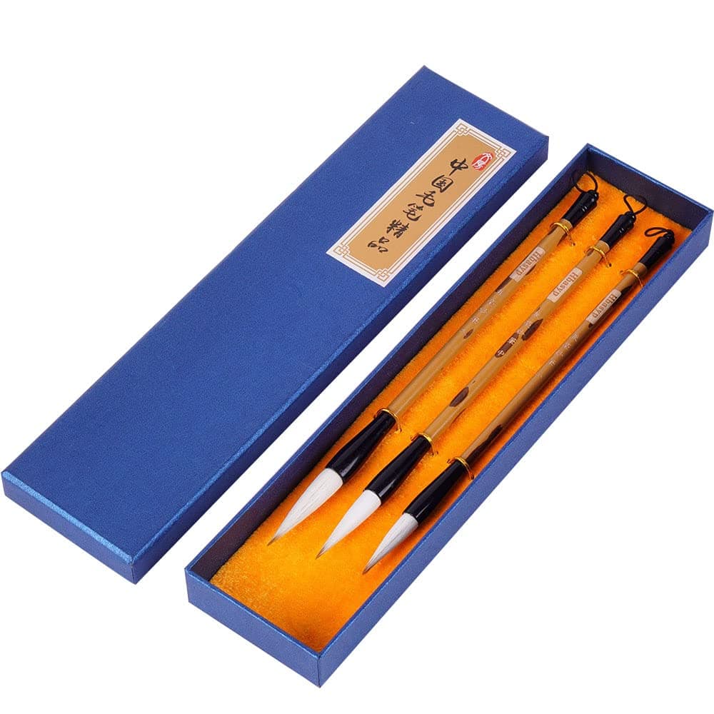 Chinese Traditional Calligraphy Brush/Chinese Calligraphy Watercolor Sumi Drawing Brush Wool/Painting Sumi Set((L + M + S))