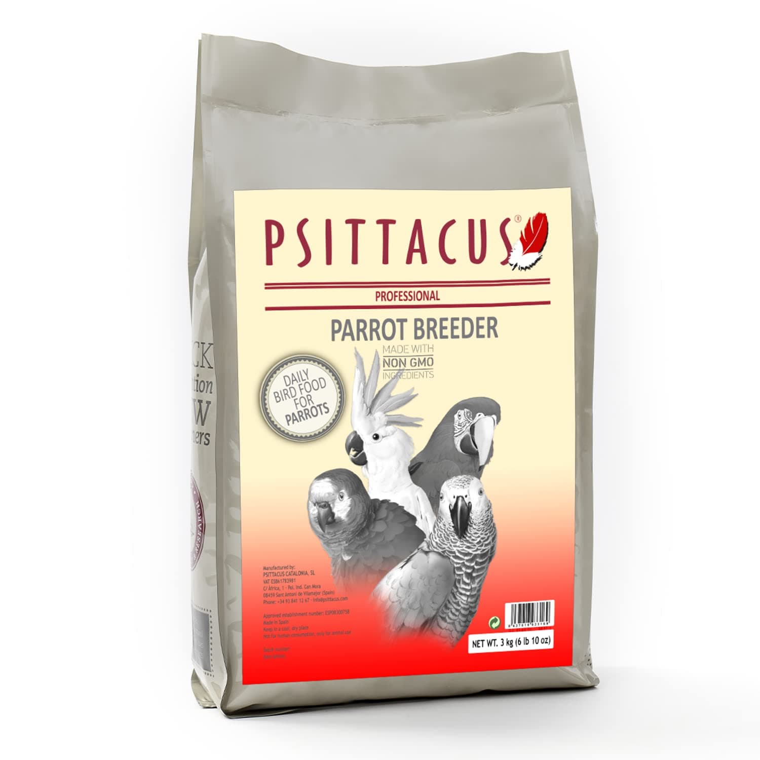 Psittacus Parrot Breeder 6.6 lb | Complete Pellet Diet for Caiques, Macaws, African Greys and Amazonas | Premium Food for Birds, 100% no-GMO