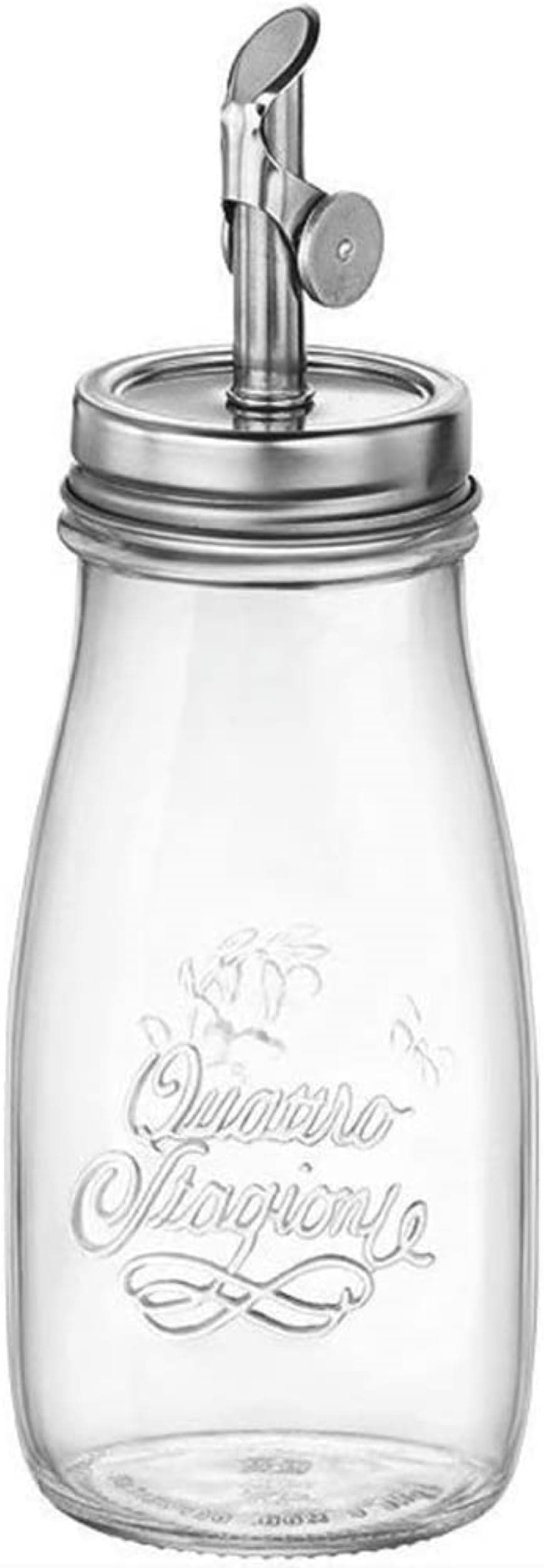 Quattro Stagioni, 13.5 Oz Olive Oil Dispensers with Weighted Pourer, Durable Glass, Made in Italy
