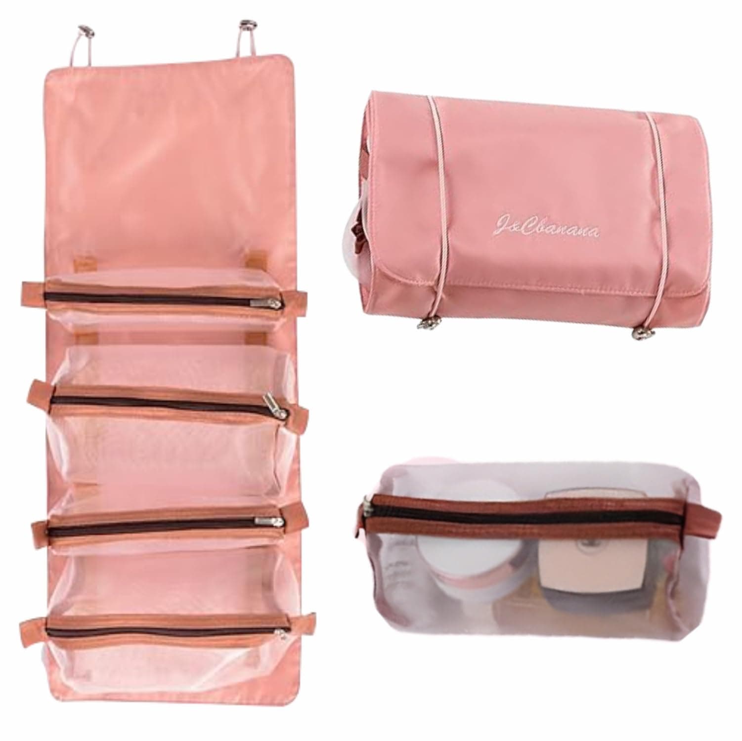 Cosmetic Bag for Women, Pink., Extendable Pouch, Travel Accessories