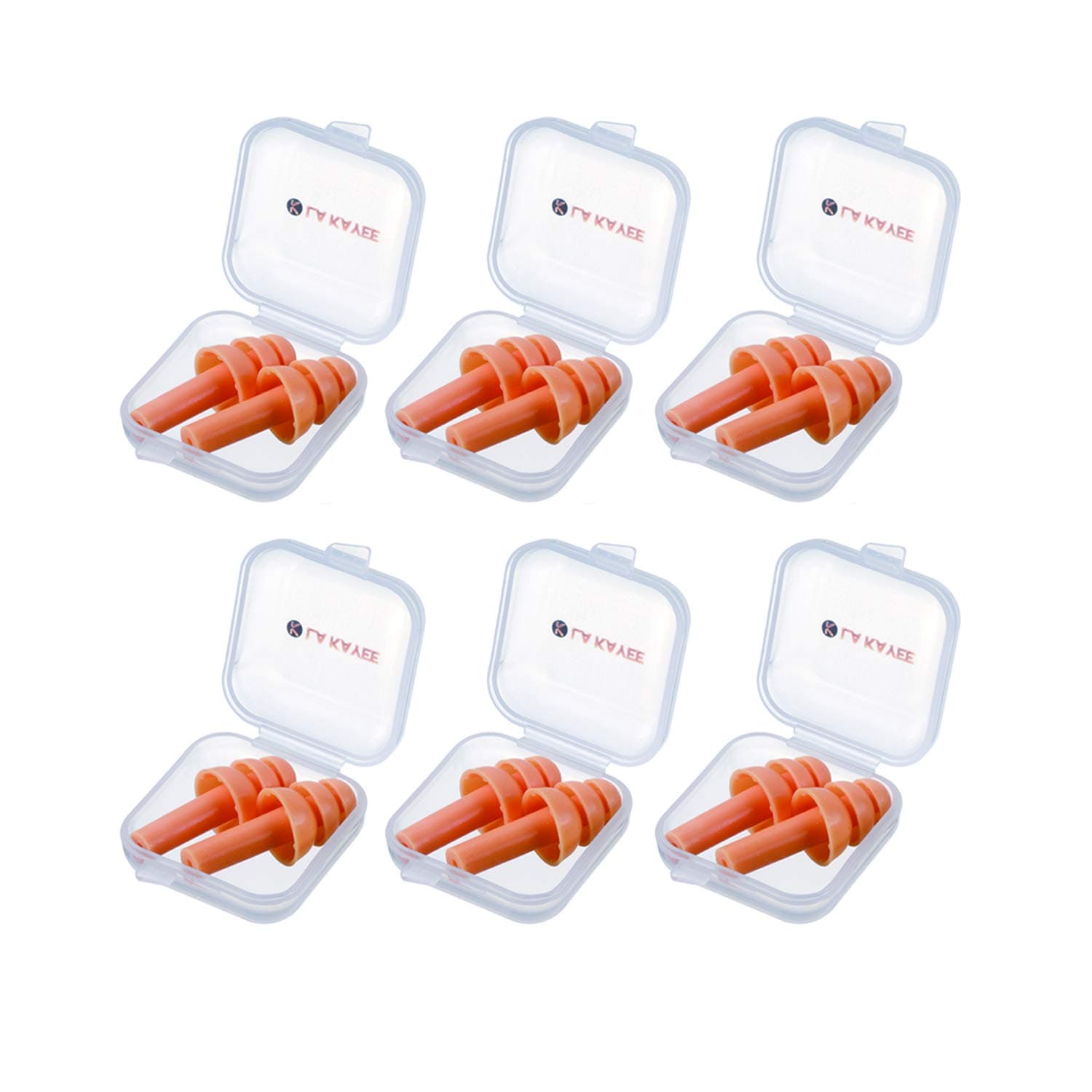 Reusable Silicone Ear Plugs, 6 Pairs Waterproof Noise Reduction Earplugs Sound Canceling Ear Plugs for Sleeping Snoring Swimming Shooting Hunting Traveling Concerts Musicians with Carry Cases