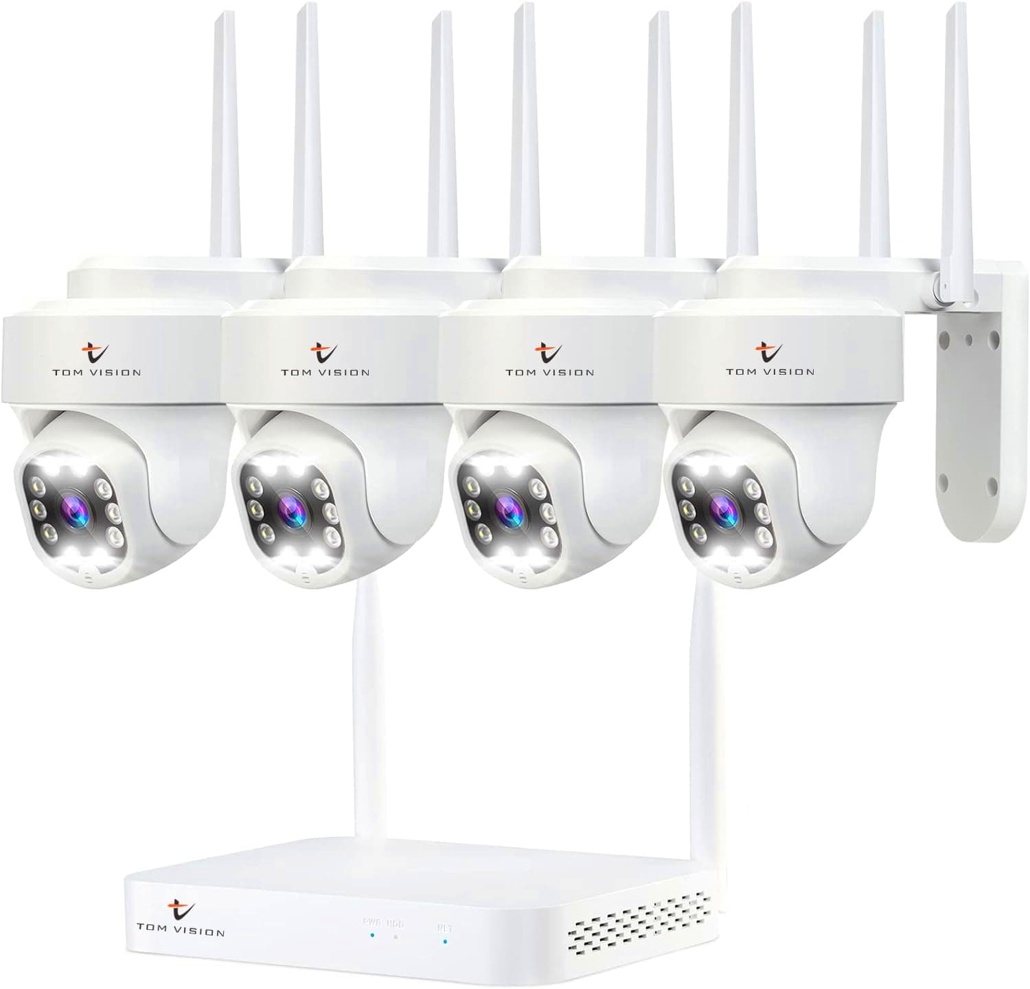 Tomvision 10 Channel Wireless Security PTZ Camera System with 4pcs Ultra 5MP WIFI Outdoor Security Camera with 355°View, auto Tracking, Human Detection, Spotlight 10CH NVR (Without HDD)
