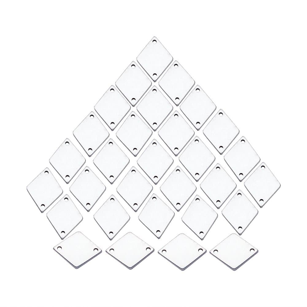 Beadthoven 100pcs 304 Stainless Steel Rhombus Pendants with Two Hole Charms Links Bracelets Connector for Jewelry Making Dangle Earring Personalized Decoration Handmade Finding Supplies