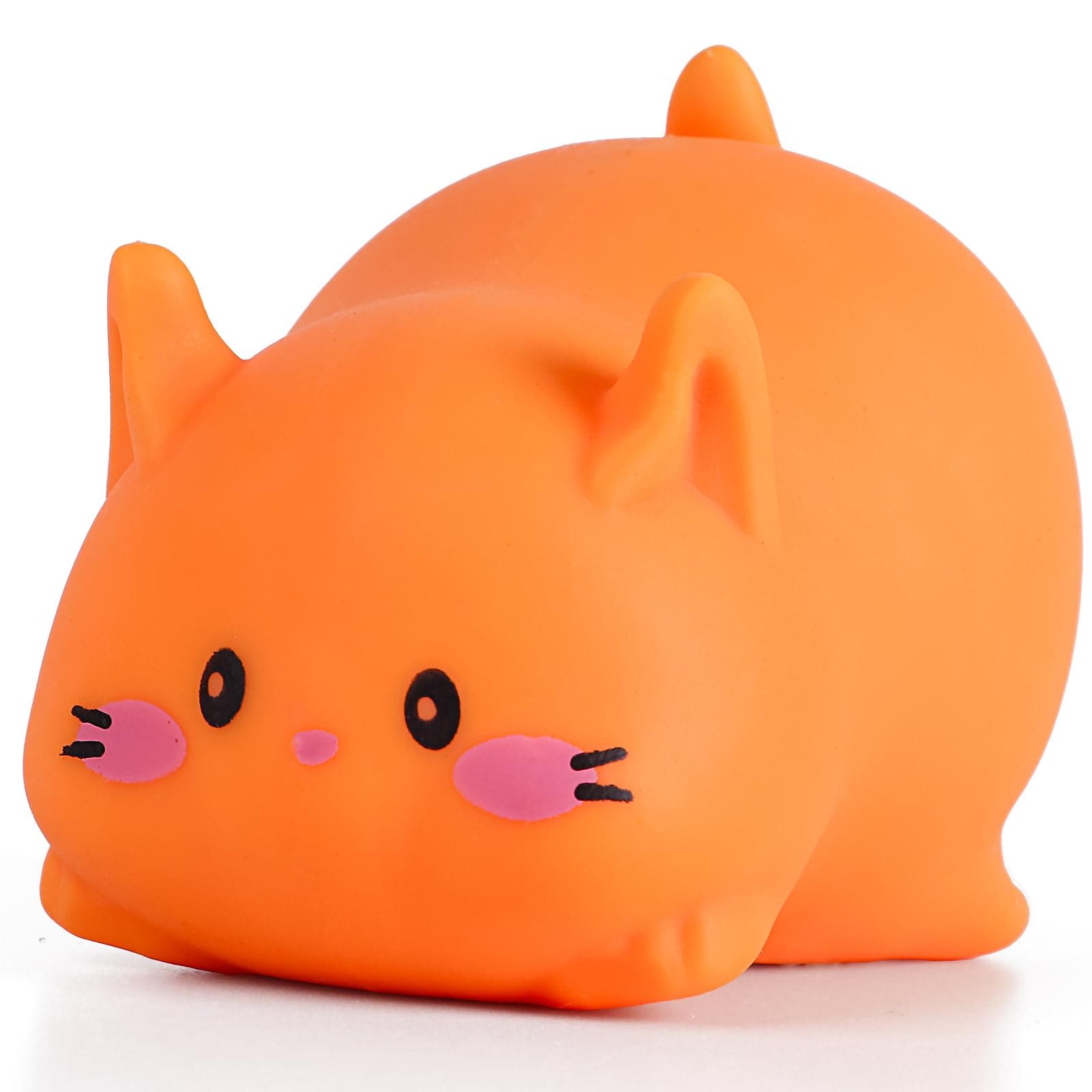 Cat Stress Balls Squishy Toys for Adults and Kids, Cat Squishy Squeeze Toys (Orange), Dough Ball Animal Squishy Stress Relief Fidget Sensory Toys, Kawaii Squishies for Party Favors, Easter, Birthday