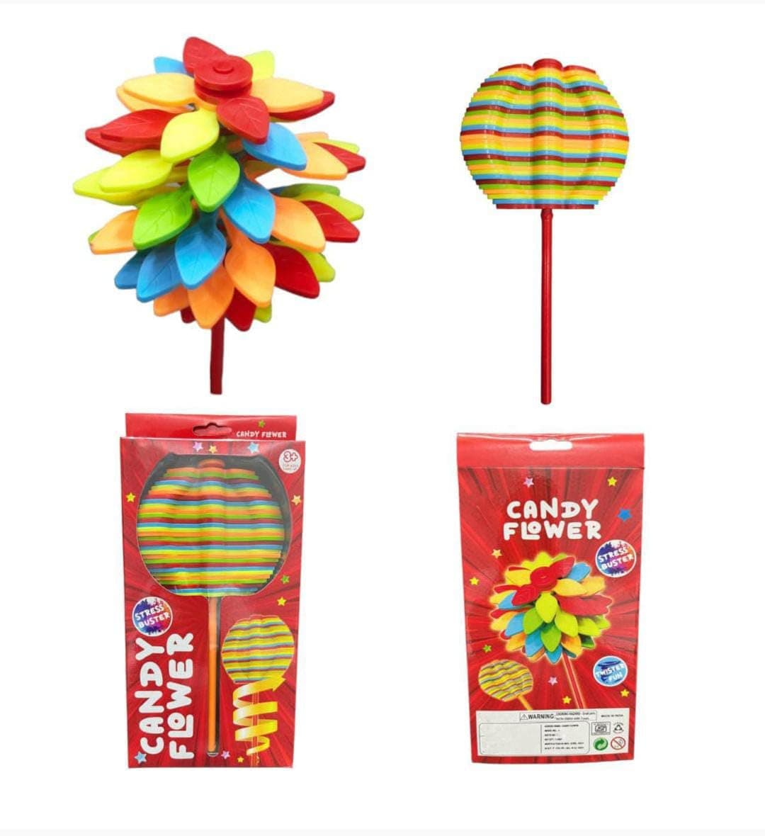 - Candy Flower and Candy Flume Lollipops, Spinning Lollipop Toy, Stress Relief Toy, Multicolour - 1Pc