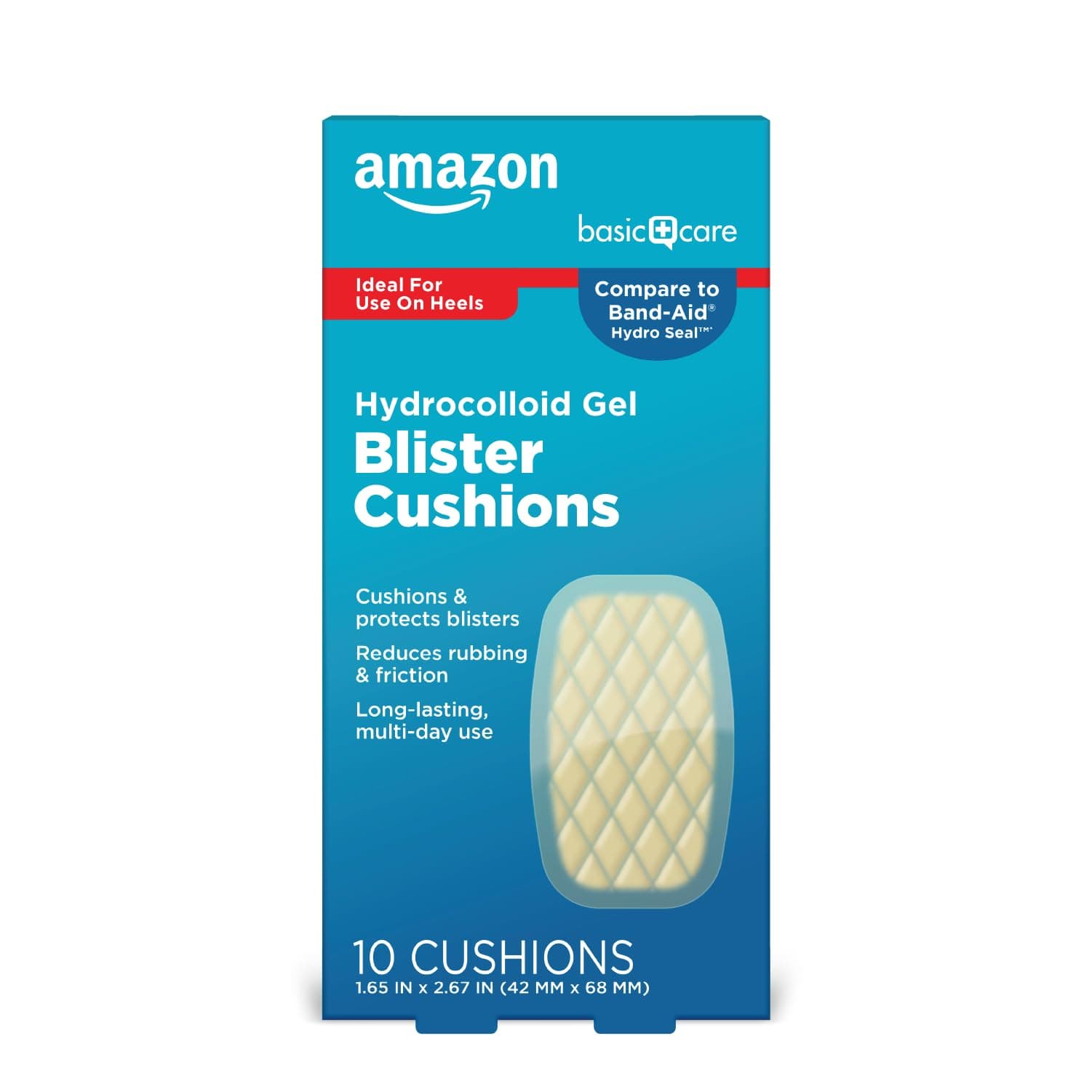Extreme Hydrocolloid Gel Blister Cushion Bandages, Self-Adhesive, Reduces Rubbing & Friction, Long-Lasting Multi-Day Use, 1.65 in x 2.67 in, 10 ct