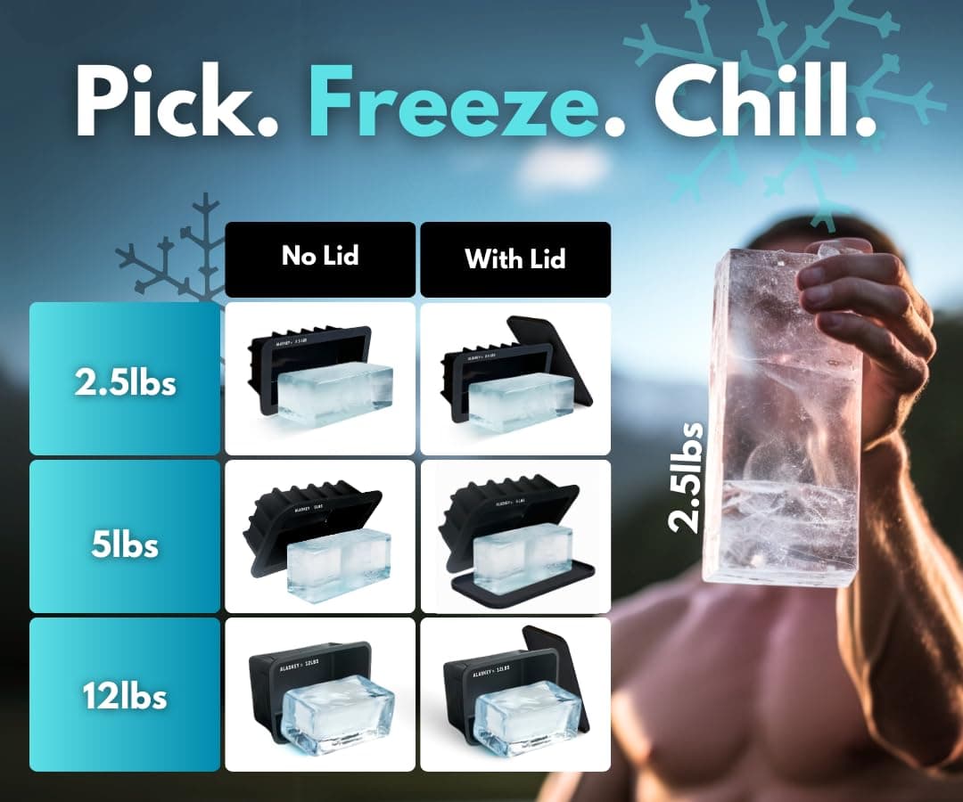 Extra Large Ice Block Mold (x2) - Shape 5 lbs Ice Bricks (x2) - Professional Silicone Mold for Crafting Giant Ice Cubes, Ideal for Revitalizing Ice Baths, Coolers and Bartender Accessories