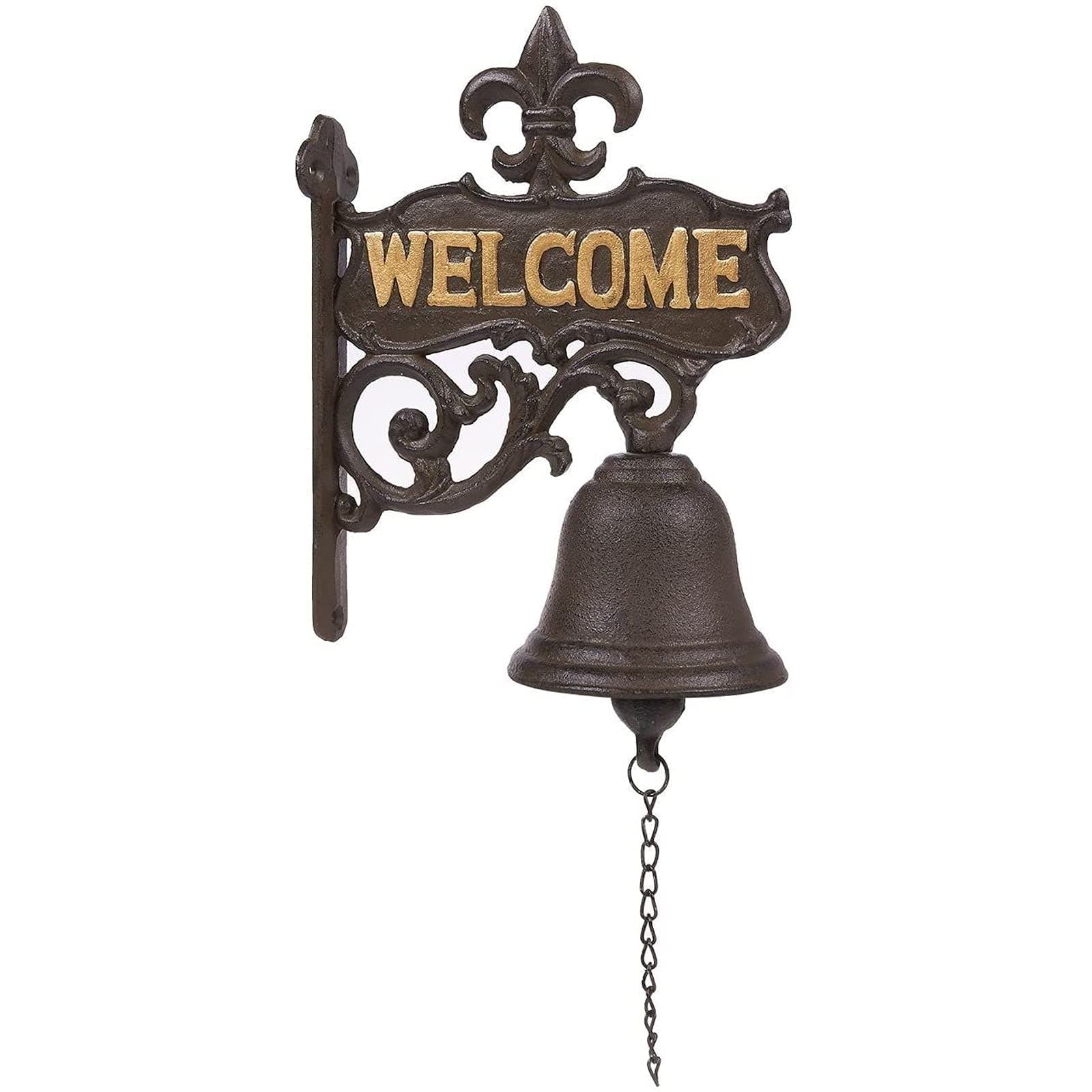 Juvale Cast Iron Bell - Welcome Entry Door Bell, Antique Doorbell Decoration, Front Door, Interior, Exterior Decor, Black - 6.7 x 8.9 x 0.8 inches