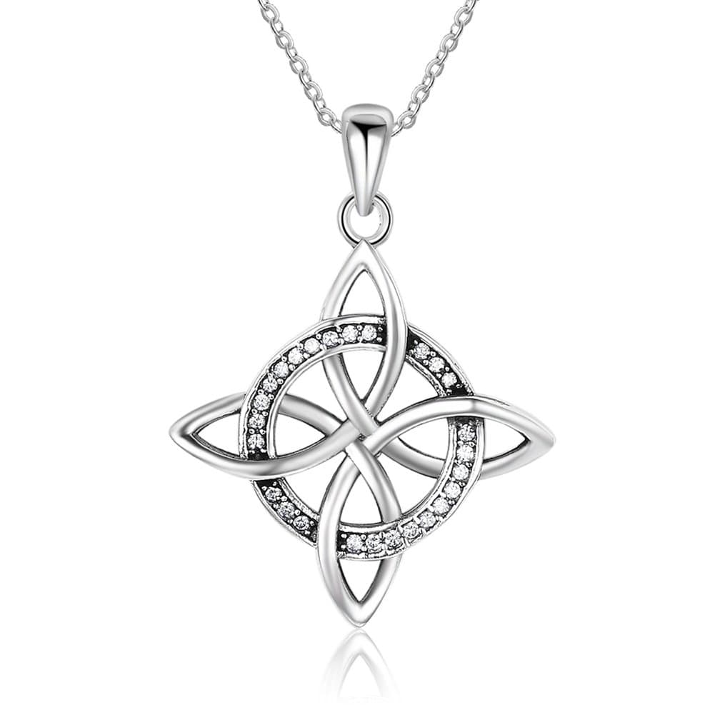 925 Sterling Silver Love Charm Celtic Knot Pendant Necklace Fashion Jewelry For Women Rolo Chain 18''