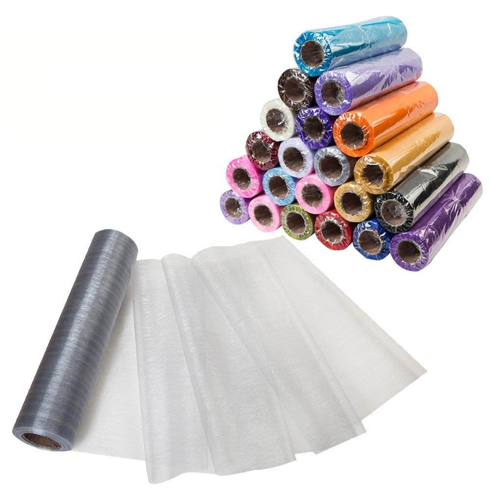 Meijuner 29CM Width X 25M Length Organza Roll Sashes Fabric Table Runner Chair Sashes Bow for Decoration (Silver)