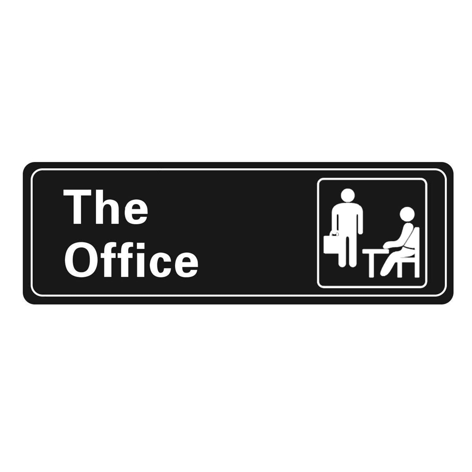 The Office Sign Self-Adhesive Acrylic Sign for Door or Wall 9 X 3 Inch Name Plate for Your Office (Black and White)