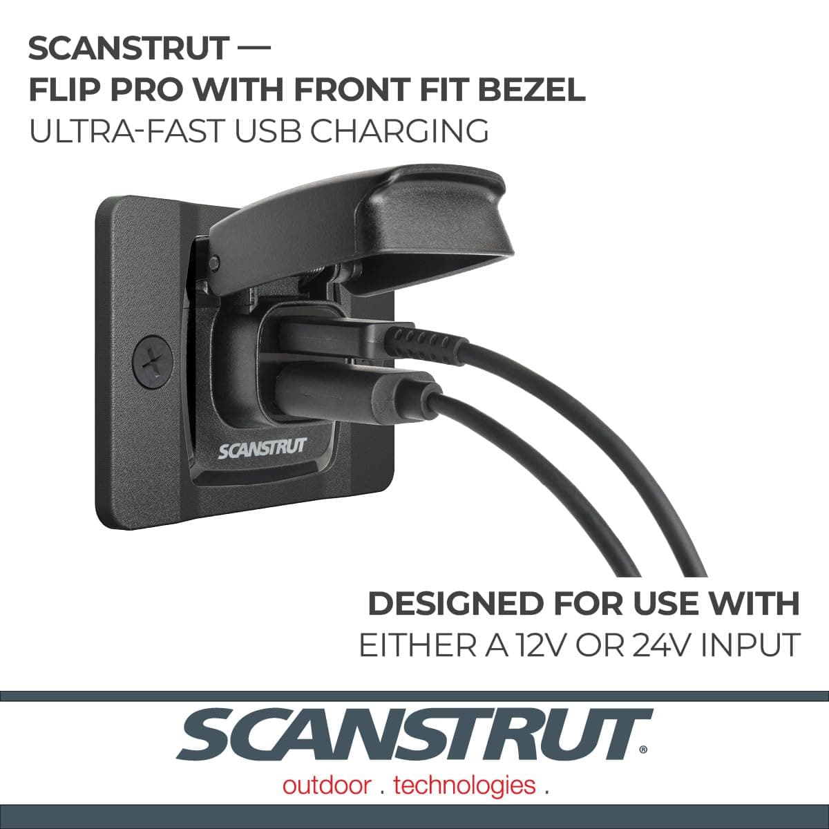 Scanstrut Flip Pro Fast Charge Dual USB Socket with Front fit Bezel