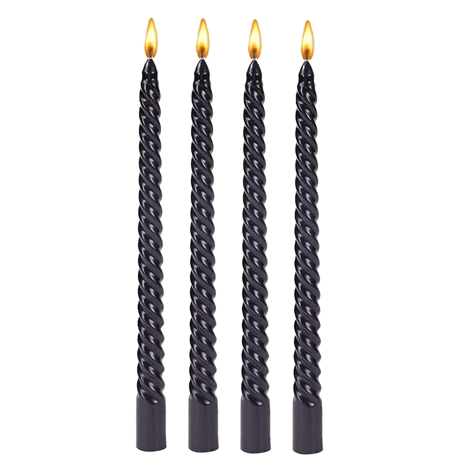 Kandelo 10 inch Taper Candles-Set of 4 Tapered Candle, Tall Candlesticks, Smokeless,Home Dinner Candle, Party, Wedding, Halloween, Christmas Candles (4, Black, 10inch)