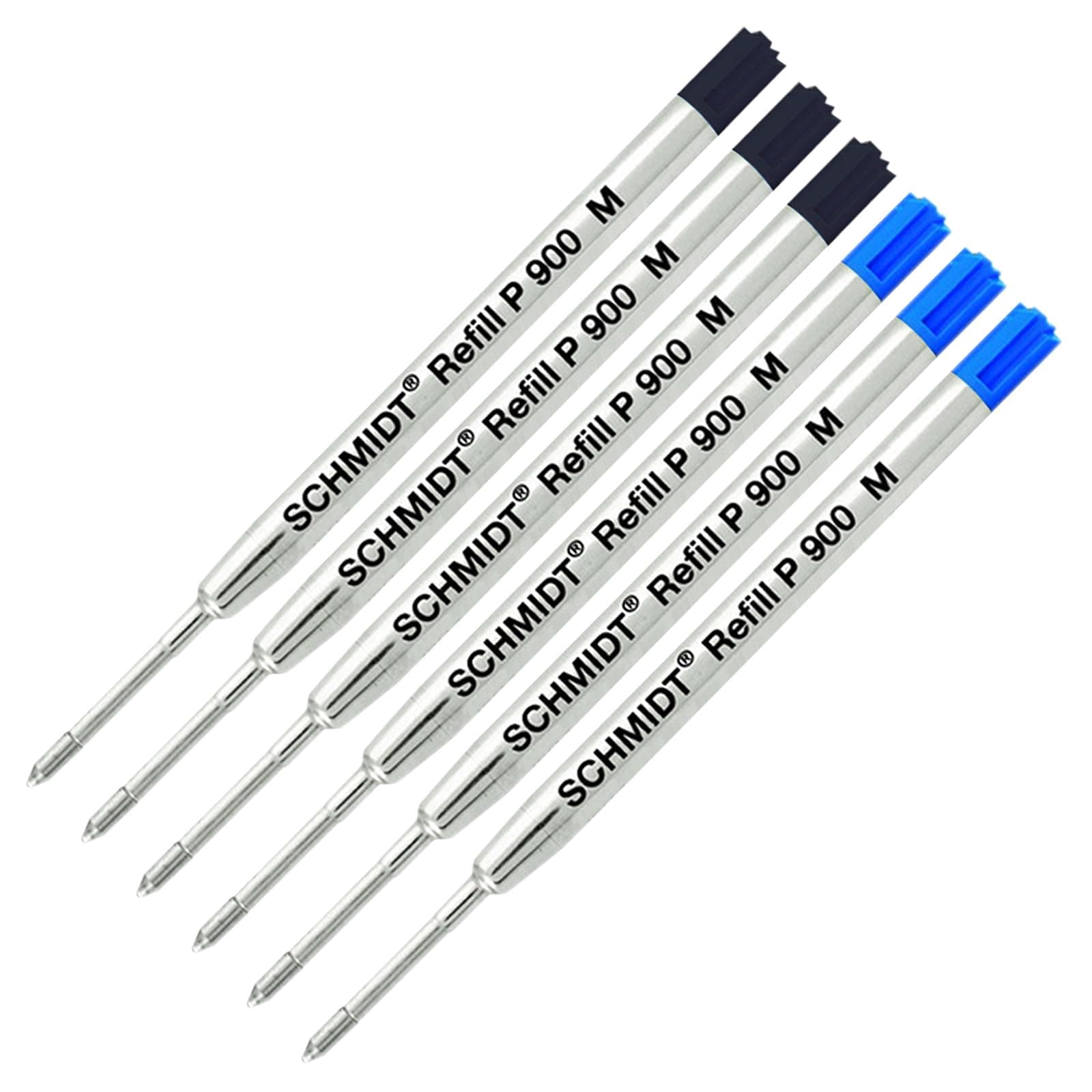 Lanier Pens Combo Pack - Pack of 6 - Schmidt P900 M Parker Style Ballpoint Refill 3 Black and 3 Blue Ink Medium Tip