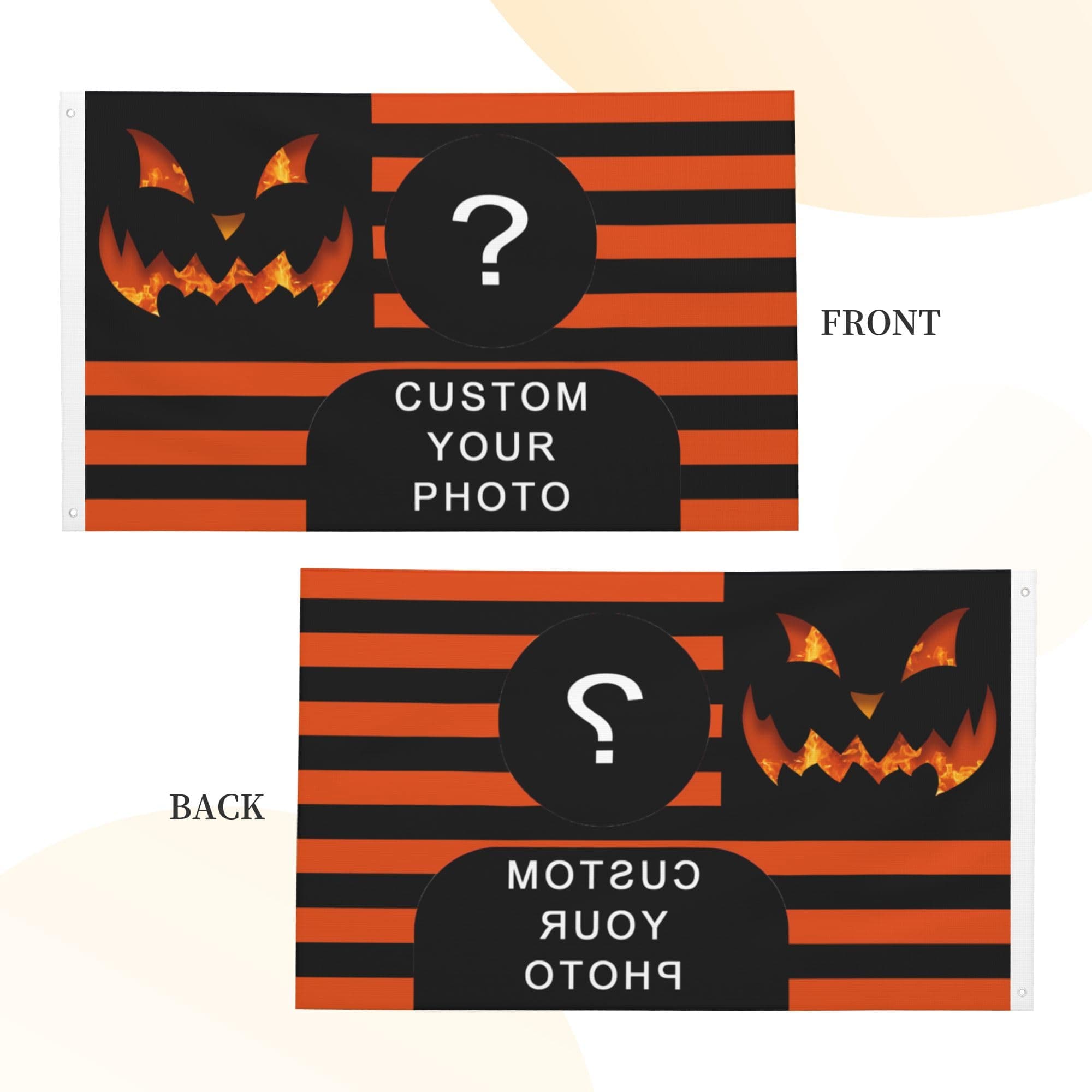 OHORTEB Custom Photo Flag Design Your Own Picture Text Logo Personalized Flag Customizable Image Gifts for Indoor Outdoor Decoration (Orange (Halloween), 5X8 FT)