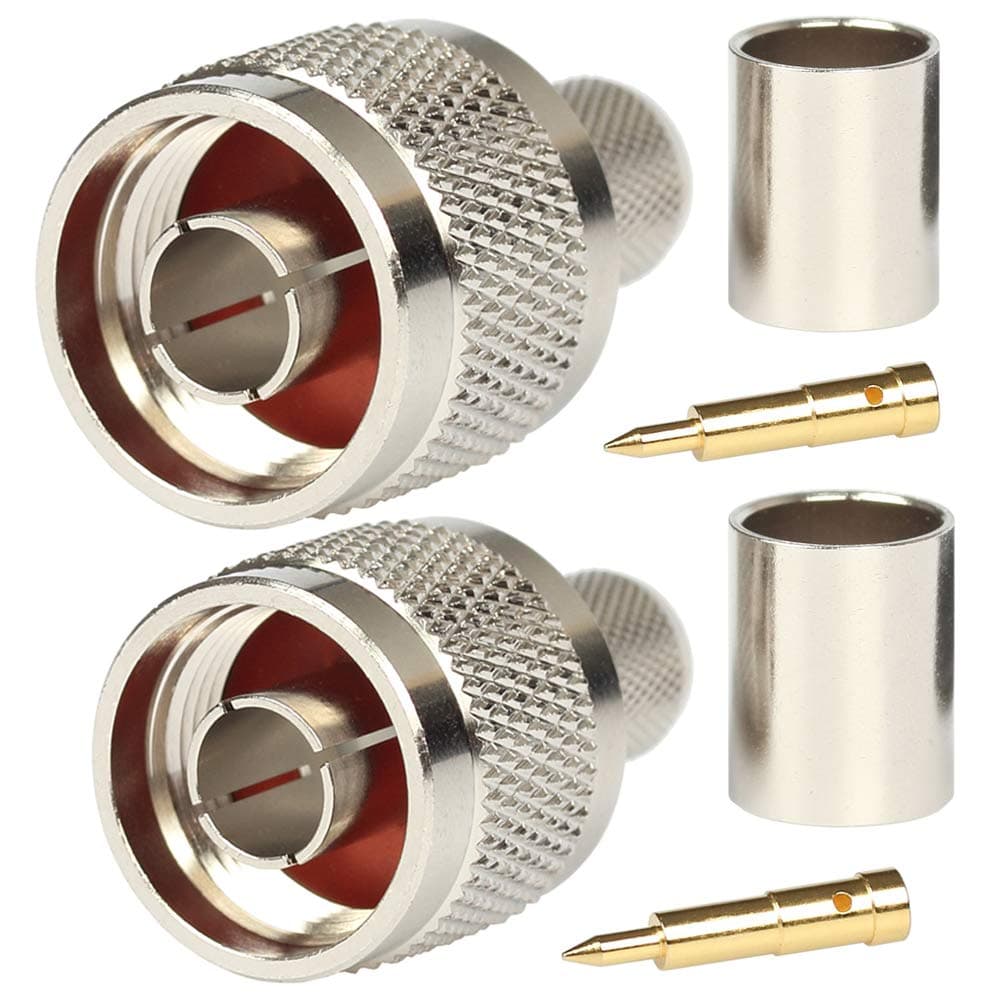 N Connectors Male Crimp Rf Coaxial Connector 50 ohm for LMR400 Belden 9913 RG8 Pack of 2 piece