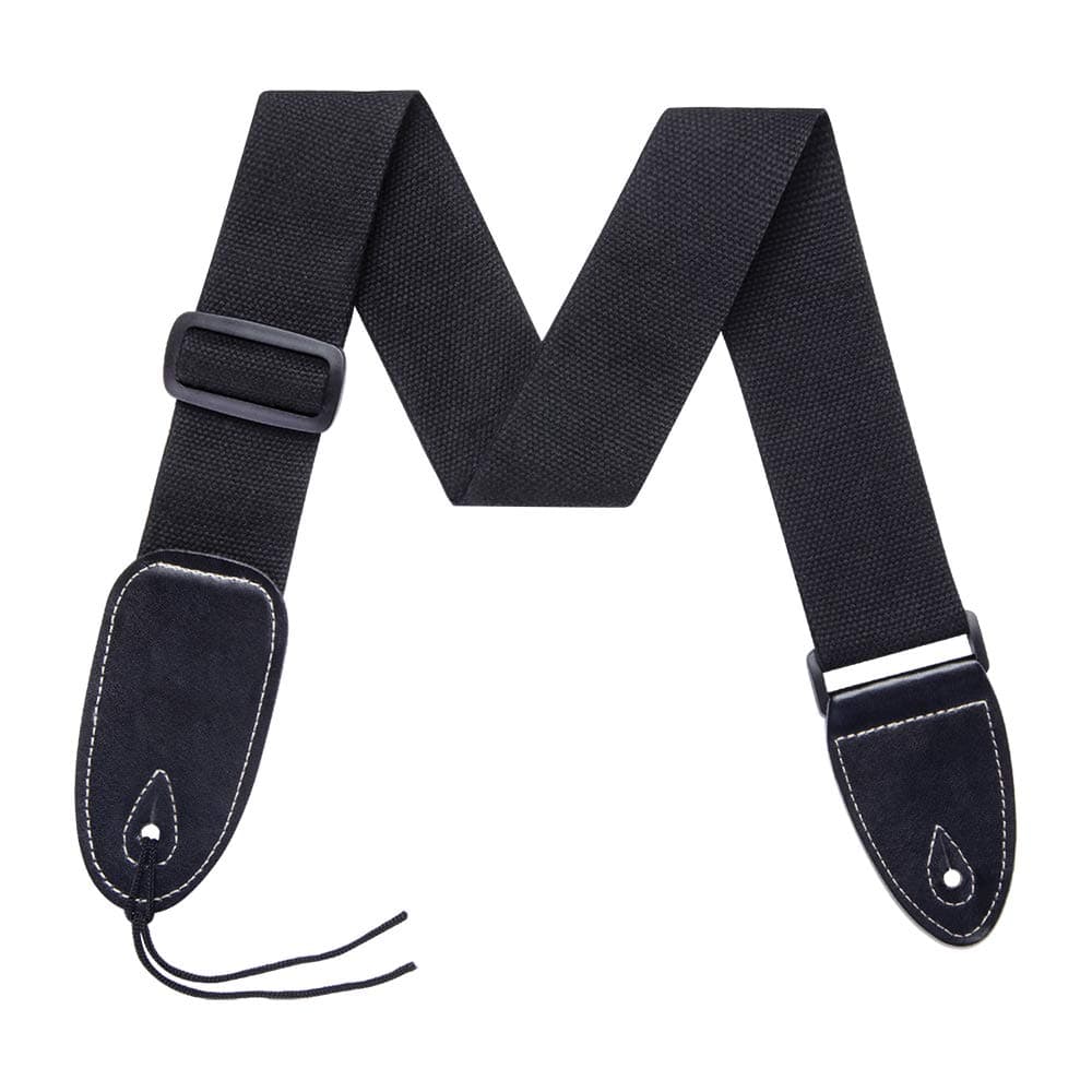 IHOBOR Guitar Strap 100% Soft Cotton & Genuine Leather Ends, Guitar Shoulder Straps for Acoustic, Classical, Electric and Bass Guitars
