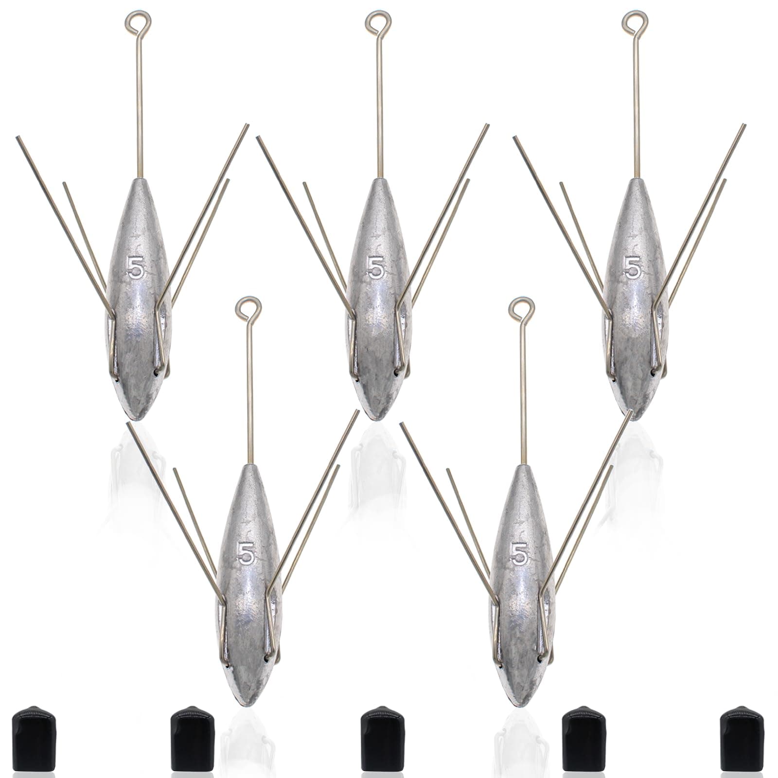 5 Pcs Sputnik Sinker Fishing Weights Lead Long Tail Fishing Equipment Surfing Casting Spider Sinkers for Saltwater Catfish Beach Sand Ocean