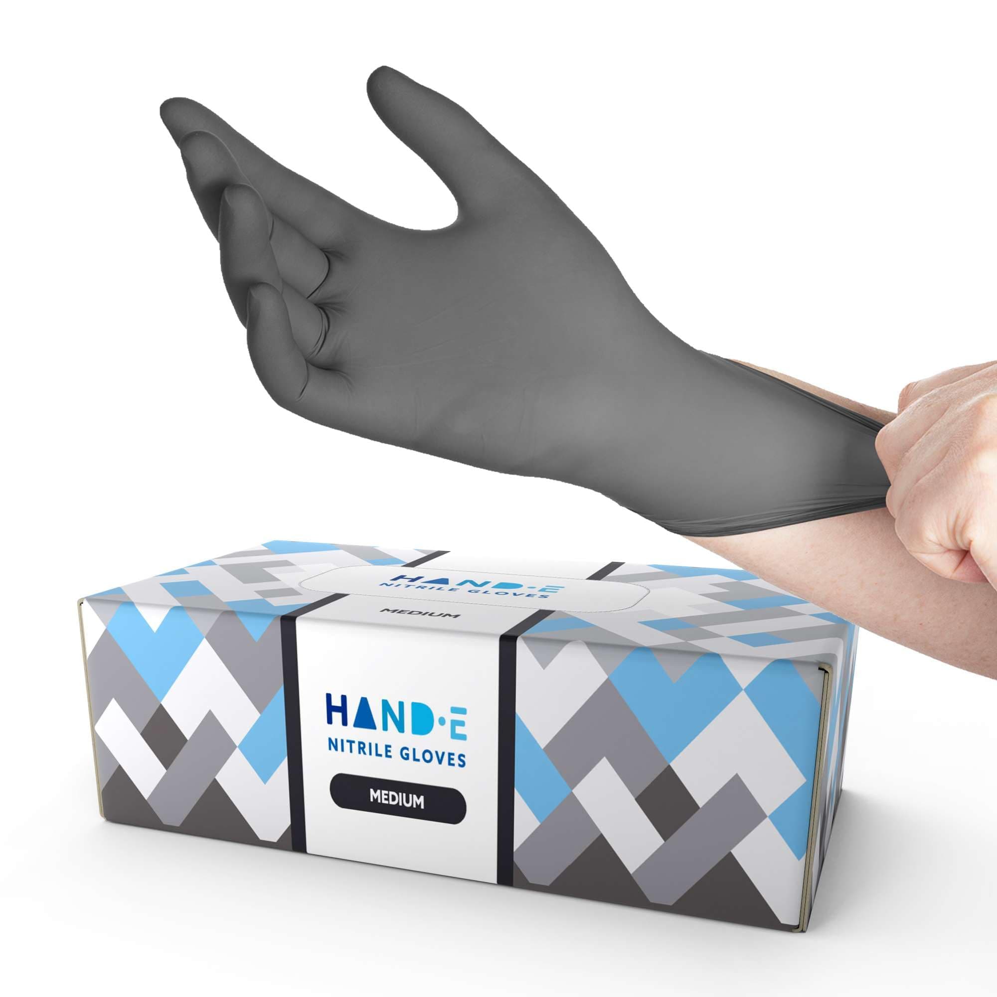 Hand-E Touch Disposable Grey Nitrile Gloves 100 Count, Latex Free Medical Gloves