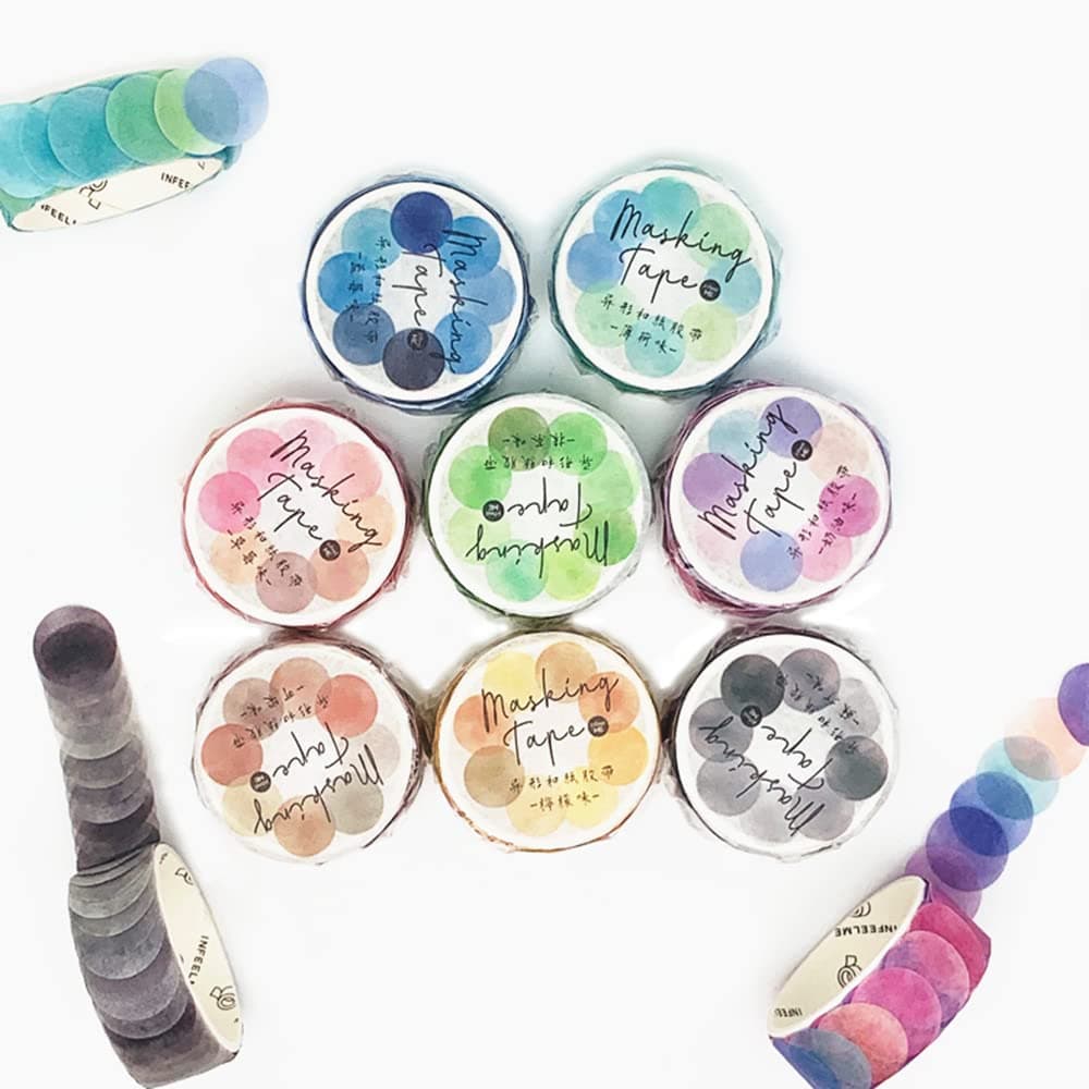 Koolemon8Rolls Circle Stickers,14x14mm Floral Candy Color Dot Washi Stickers Round Stickers Dot Writing Washi Tape,800Dots