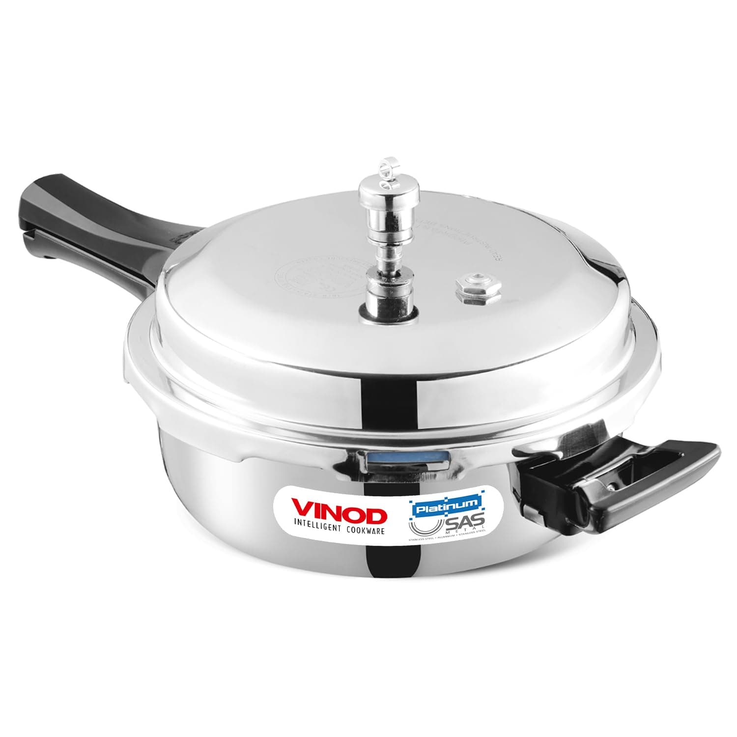 Vinod Platinum Triply Stainless Steel Outer Lid Pressure Cooker – 2 Litre, 2.5 mm Thick Heavy Base, ISI Certified, Induction & Gas Compatible, Durable Triply Cooker with 2-Year Warranty