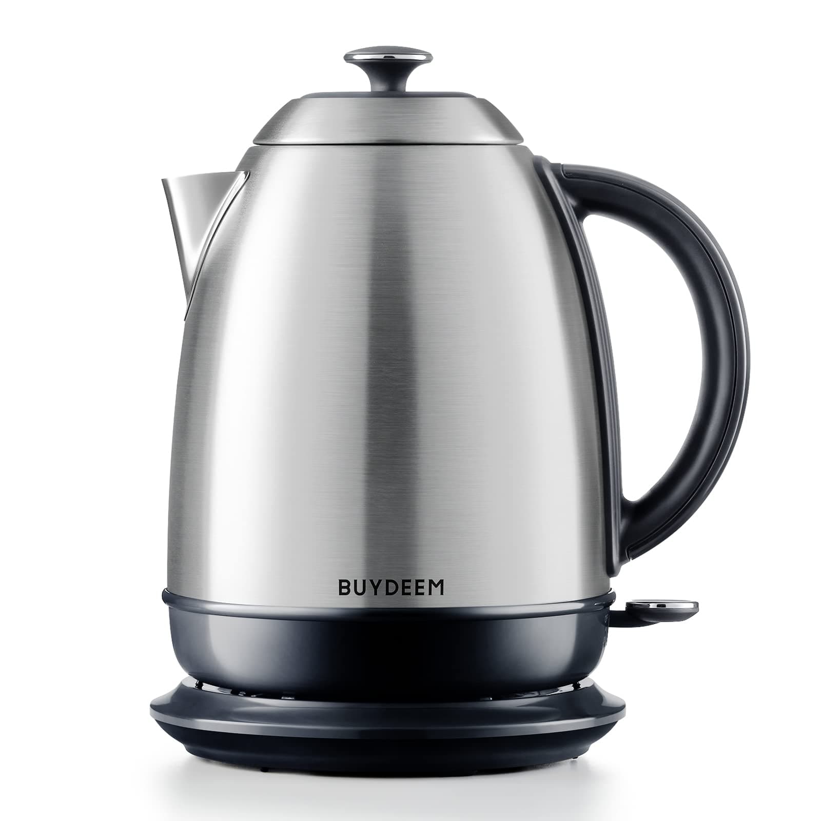 BUYDEEM K640 Stainless Steel Electric Tea Kettle with Auto Shut-Off and Boil Dry Protection, 1.7 Liter Cordless Hot Water Boiler with Swivel Base, 1440W,Retro Silver