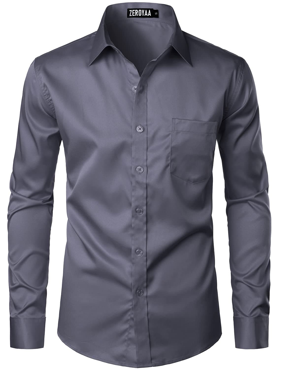 Men's Urban Stylish Casual Business Slim Fit Long Sleeve Button Up Dress Shirt with Pocket