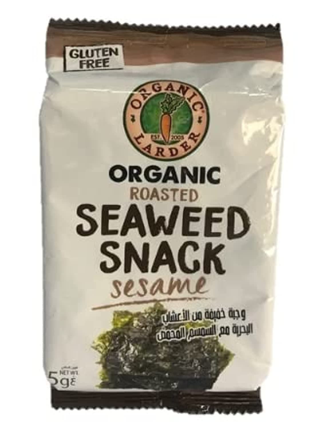Organic Larder Roasted Seaweed snack Sesame 5g, Gluten Free (Pack of 6)