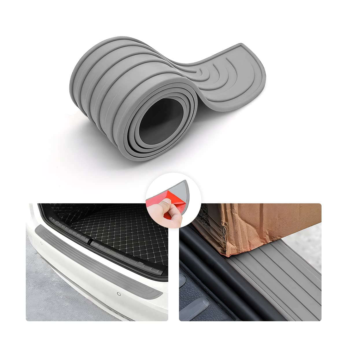 Car Rear Bumper Protector Guard, Anti-Scratch Abrasion Rubber Trunk Door Entry Sill Guard, Non-Slip Vehicle Trim Cover Protection Strip, Car Accessories for Most Cars and SUV (Gray/40.9"x3.5")