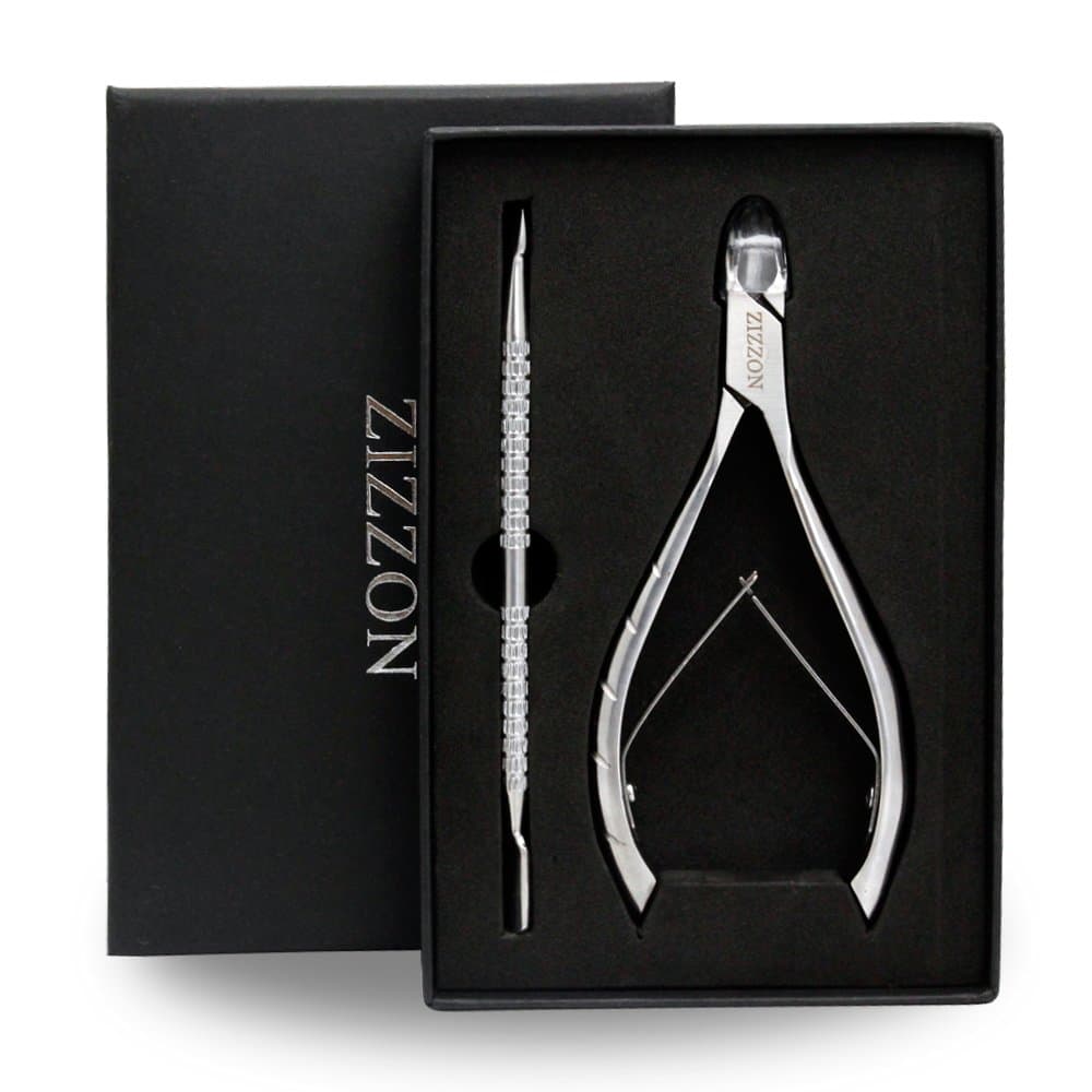 ZIZZON Cuticle Nipper with Cuticle Pusher Professional Grade Cuticle Cutter Remover Manicure Pedicure Tool for Fingernail and Toenail