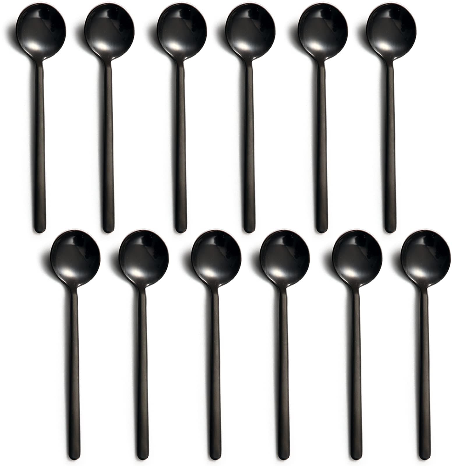 Dicunoy 12 Pack Black Espresso Spoons, 5 Inch MIni Coffee Tea Spoons, 18/10 Stainless Steel Small Spoon for Sugar, Dessert, Cake, Ice Cream, Antipasto, Cappuccino