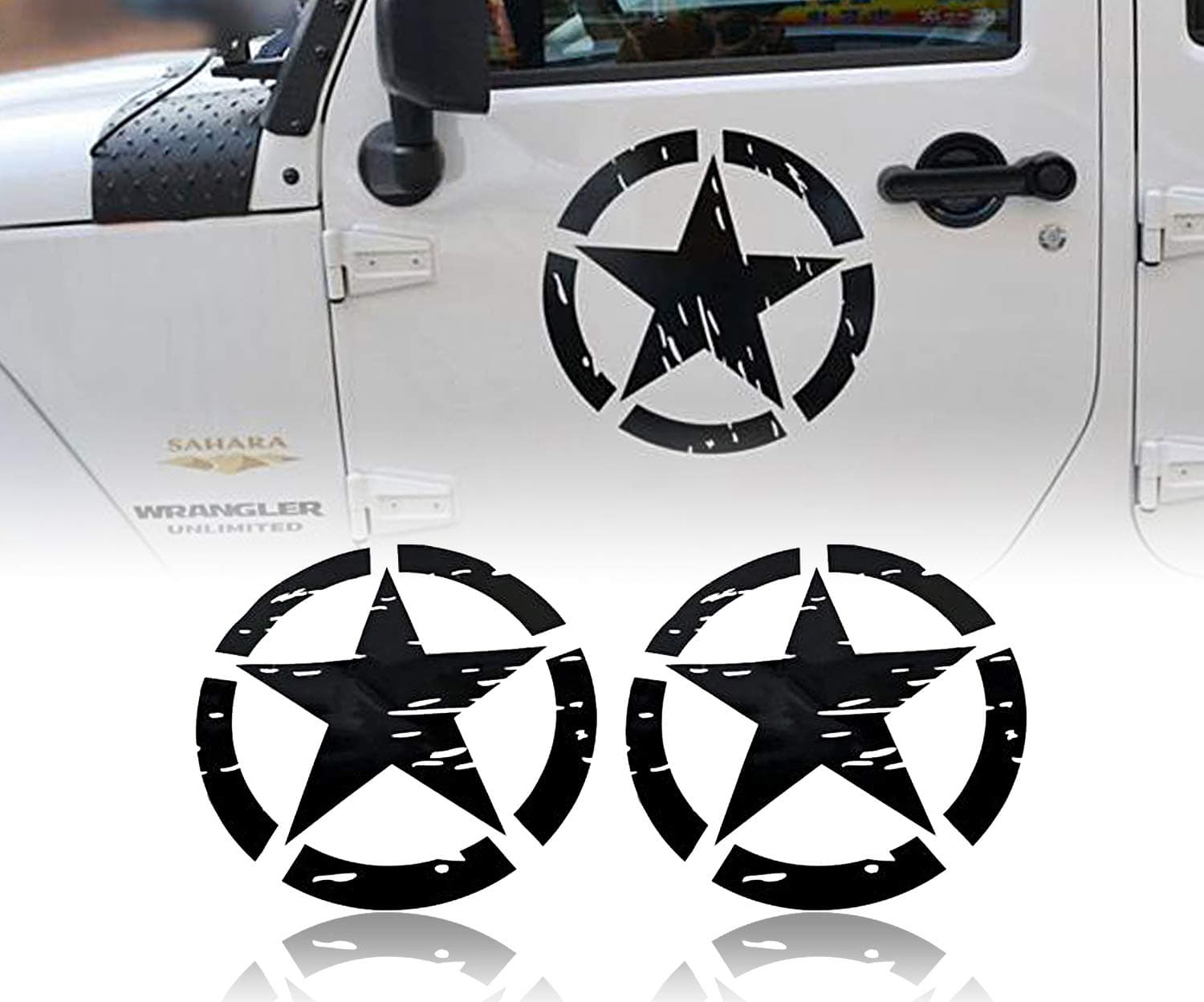 US Army Military Star Car Sticker Decals for Car/Truck/Ford F150/Jeep Wrangler - 2PCS(16.1 inches)
