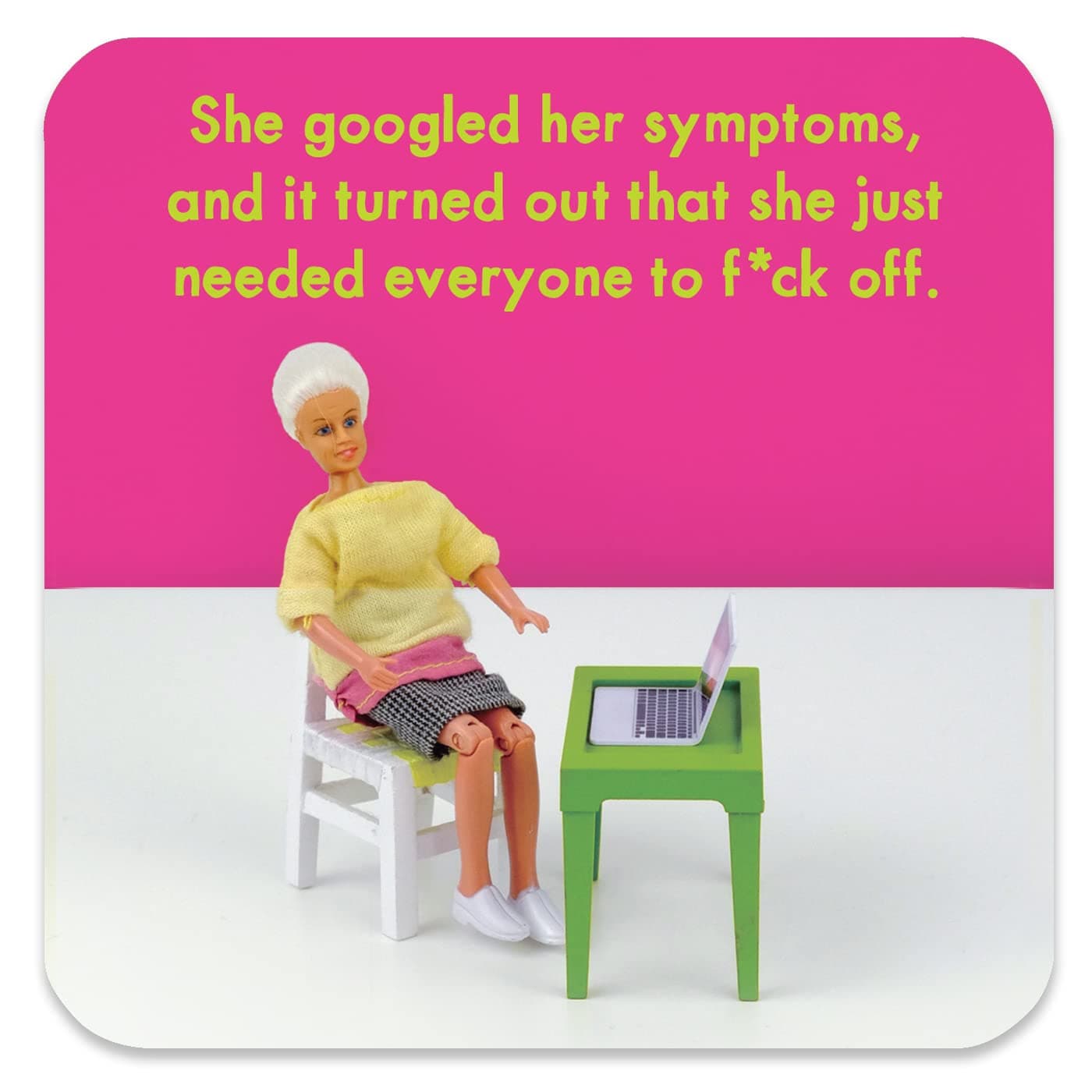 Bold & Bright - Funny 'Googled Symptoms' Coaster - Small Gift Ideas For Her - Friends Birthday - Colleague Work Office - New Home Gift - Presents For Ladies Women - Sold By Brainbox Candy (Coaster)