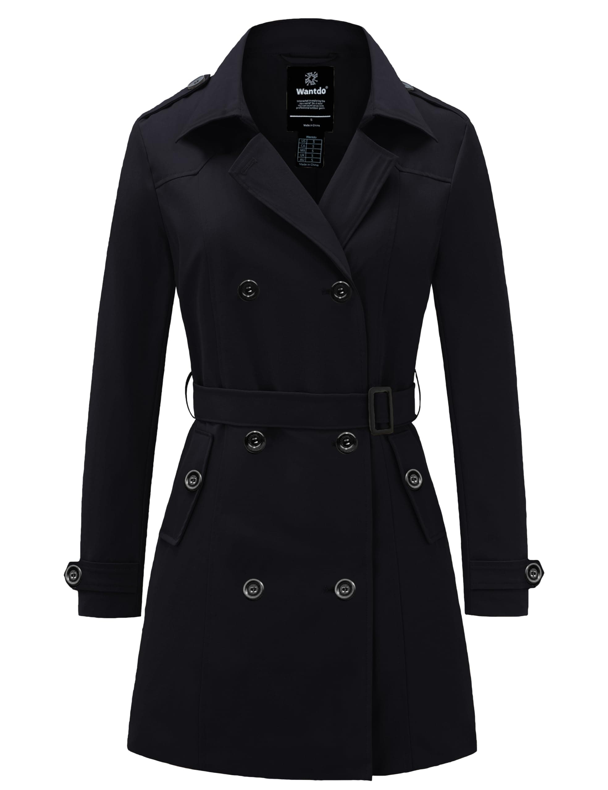 Women's Waterproof Trench Coat Classic Lapel Outerwear Coat with Belt