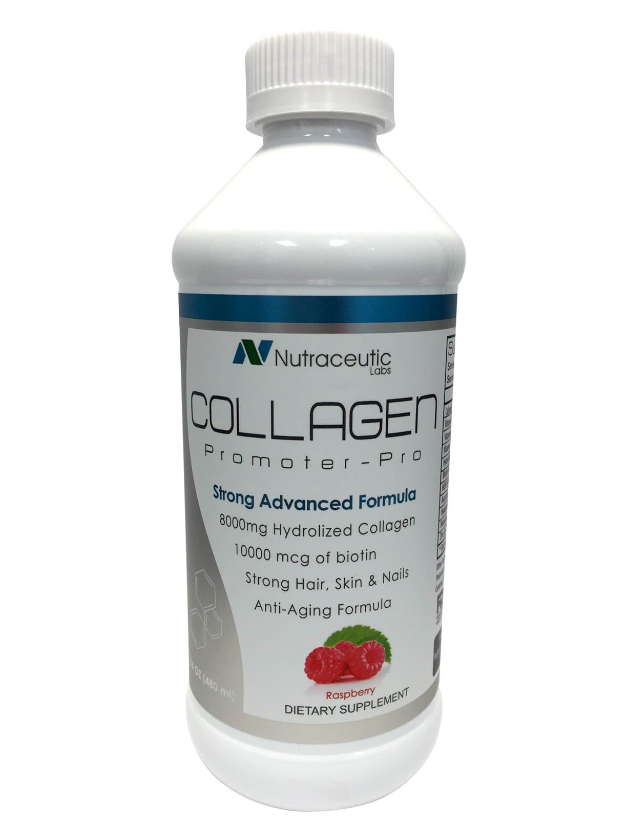 Nutraceutic Labs Collagen Promoter-Pro Raspberry Flavor/Liquid Collagen 8000mg+10000 mcg Biotin-16oz