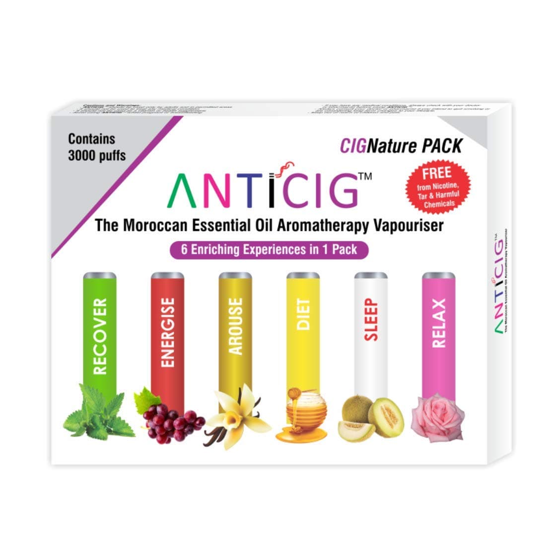 AntiCig Inhalable Aromatherapy Zen Cignature Pack Diffuser Stick, Enriched with Wellness Herbs Sent and Pure Plant Extracts and Vitamins