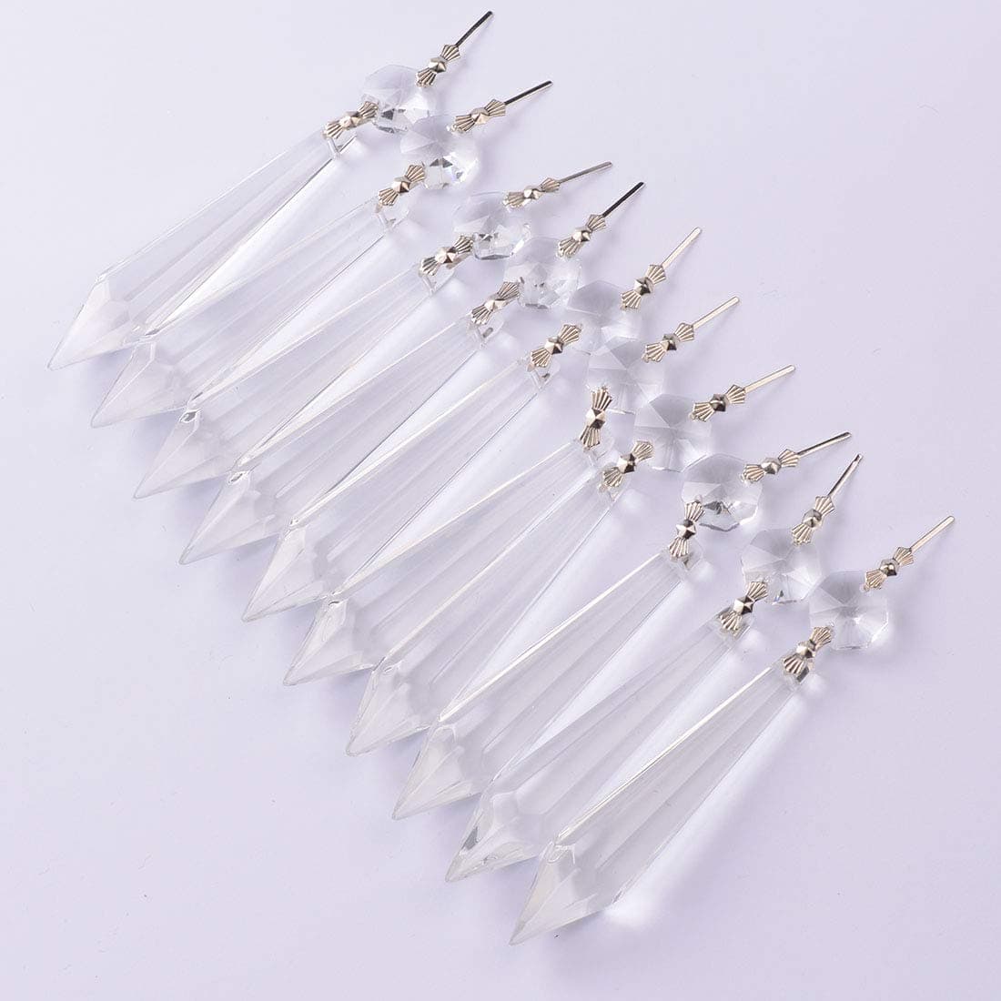 20Pcs K9 Crystal Glass Prisms Pendant (76mm, Clear)