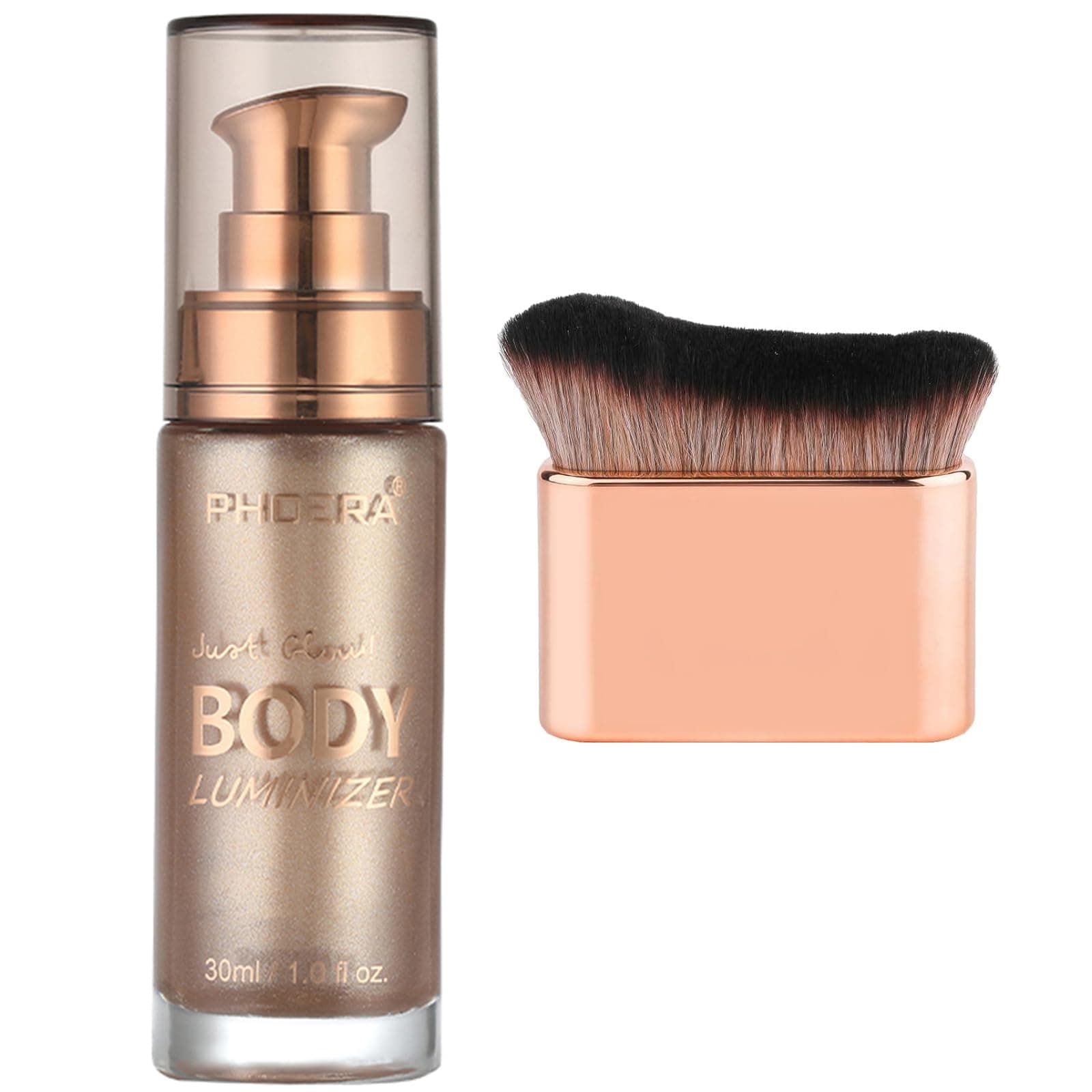 Hilareco Phoera Body Shimmer Luminizer, Waterproof Moisturizing And Glow For Face & Body, Radiance All In One Makeup, Illuminator, Highlighter 1Fl.Oz. (101 Rose Gold)