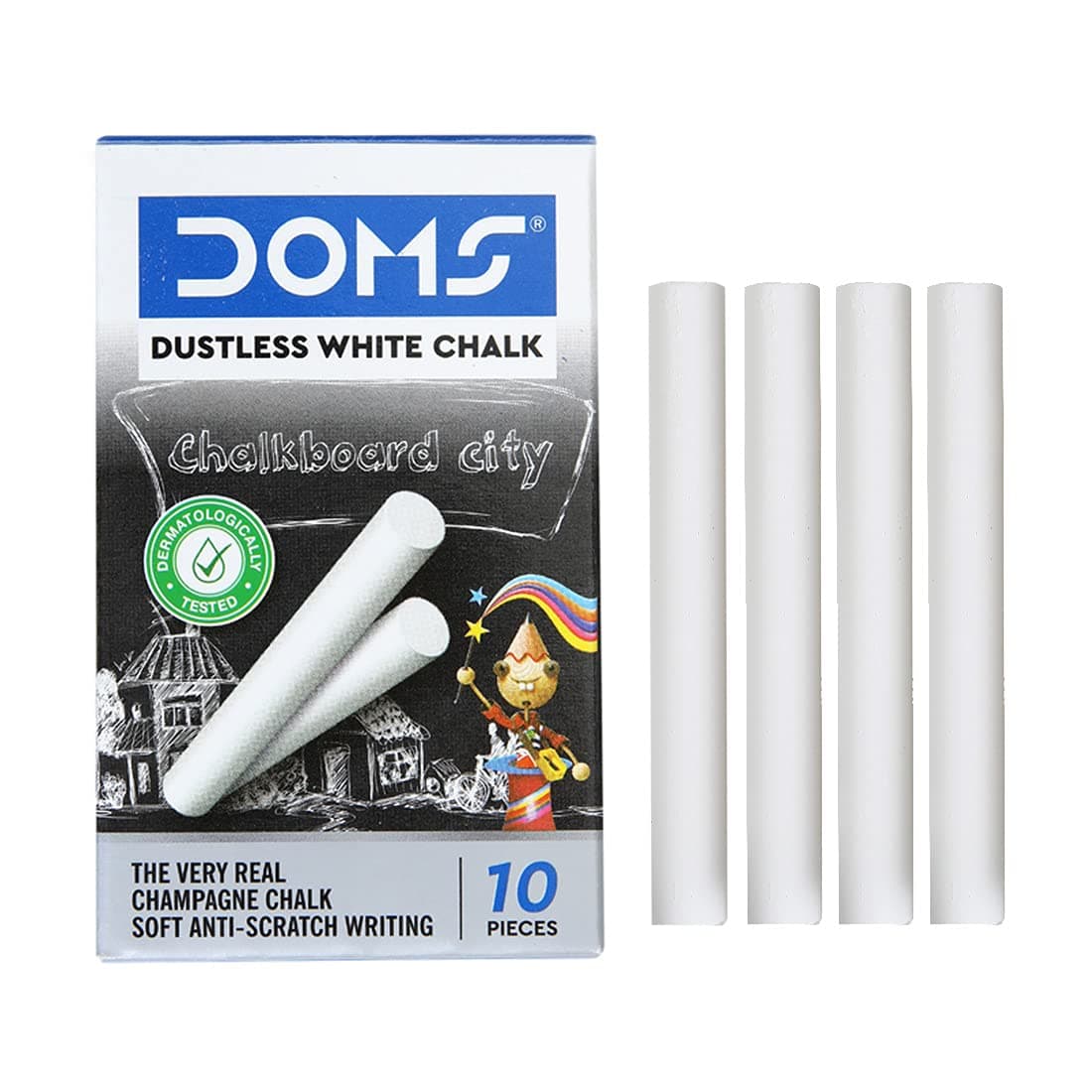 4OUR FAITH Non-Toxic Dustless White Chalk Sticks – Pack of 100 | Smooth Writing & Easy to Use | Ideal for Classroom, Office, Art, Blackboard, Drawing | Durable, Clean White Chalk