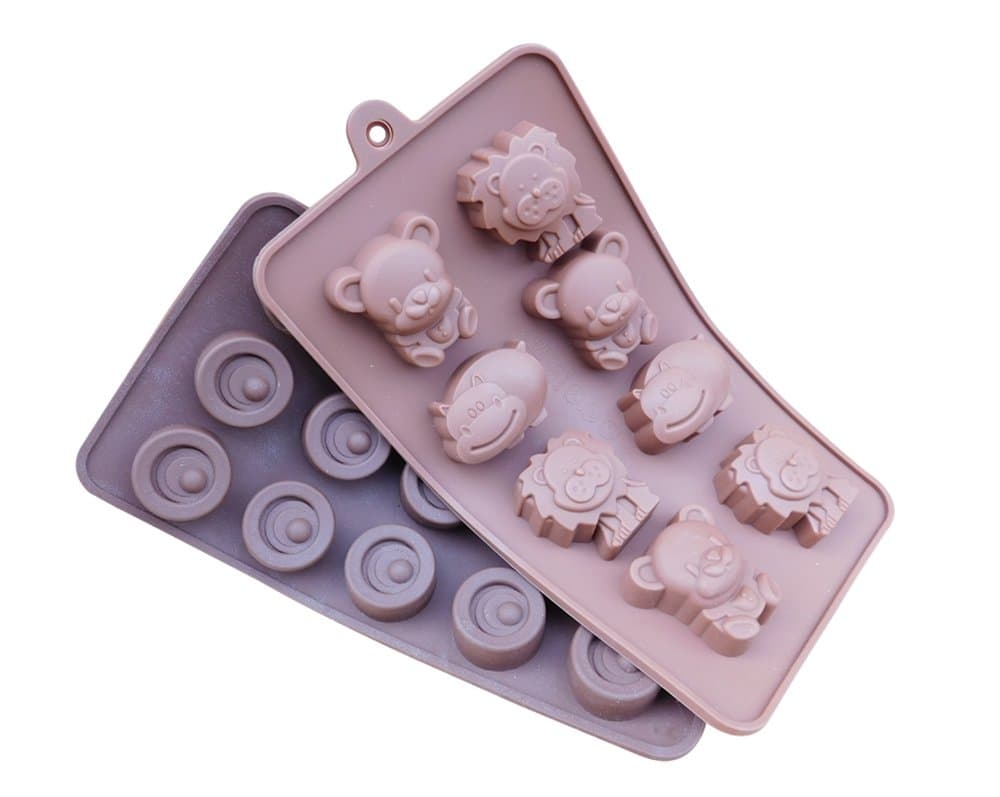 Set of 2 Silicone Candy Molds. Hippo/Bears/Lions and Round chocolate and Candy Molds; ice cubes, kid's candies, crayon molds, mints, etc.