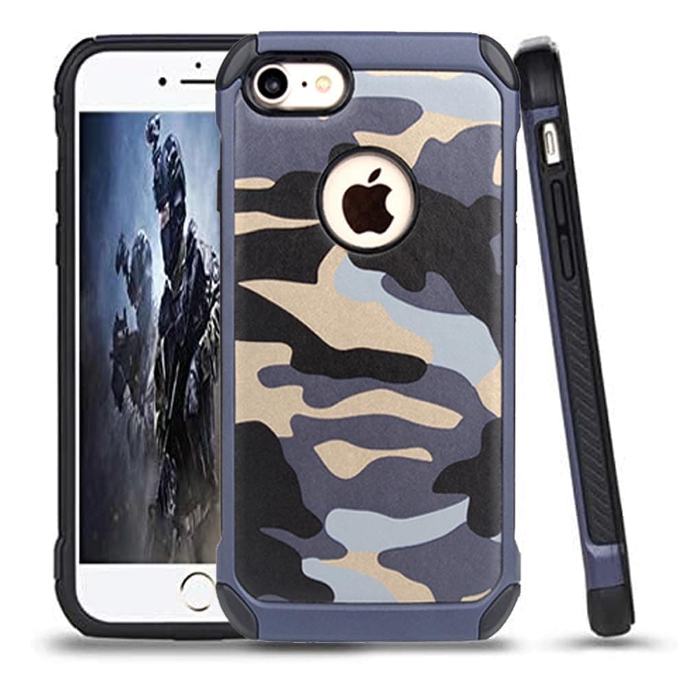 leobray for iPhone 5/5s/SE 2016 case,Heavy Duty Protective Bumper Shockproof Armor Ultra Hybrid Rugged Camouflage Case for iPhone 5/5s/SE -Blue