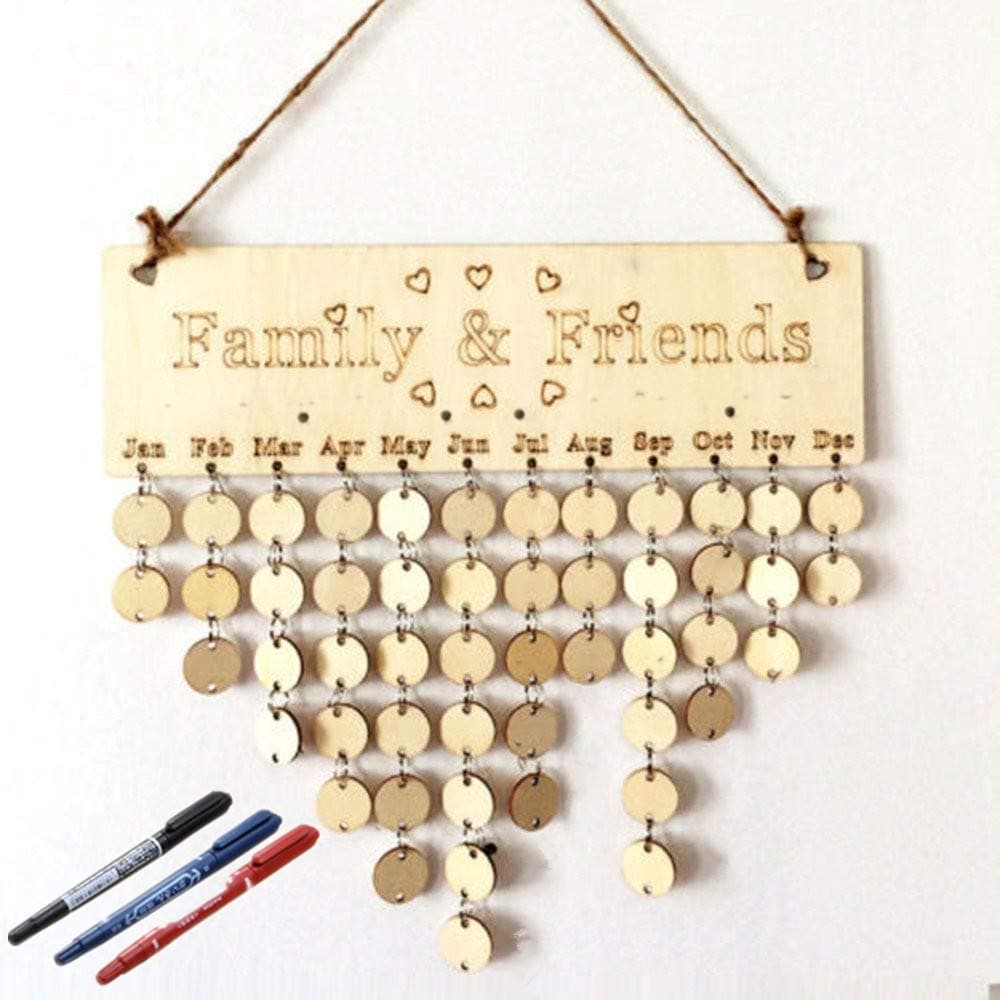 Family Birthday Board - DIY Wooden Calendar Sign Plaque Anniversary Plaque Wall Birthday Reminder Calendar - Home Decorative