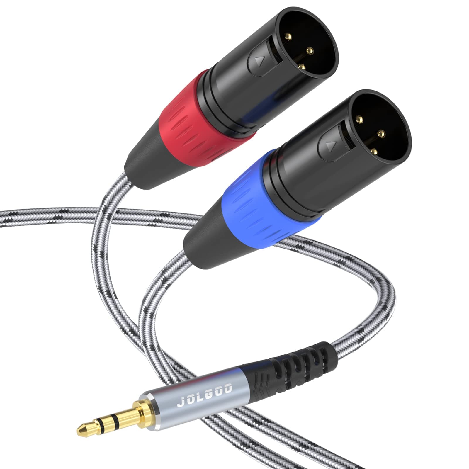 3.5 mm TRS to Dual XLR Male Pro Stereo Breakout Cable, 1/8" TRS Stereo to 2 XLR Male Y Splitter Patch Microphone Cable, 3.3 Feet
