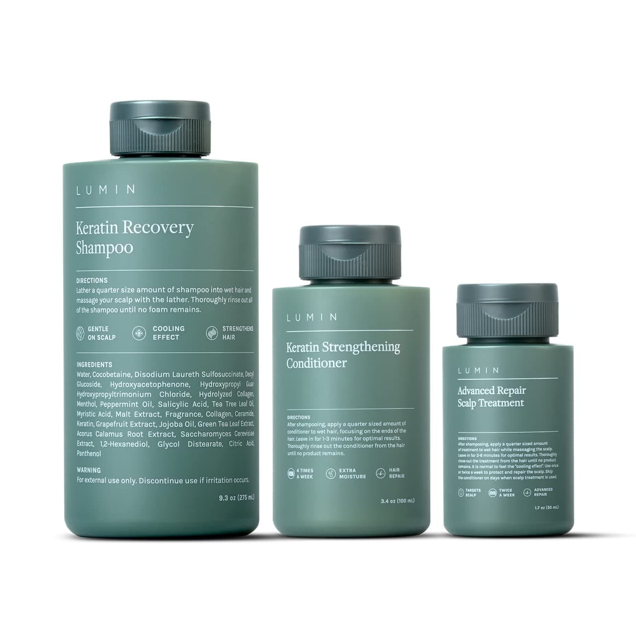 Lumin Men's - Scalp Recovery Set - Haircare - Recovery Shampoo, Keratin Conditioner, Scalp Treatment - Boost Growth, Repair and Improve Hair Health - Contains Tea Tree and Keratin