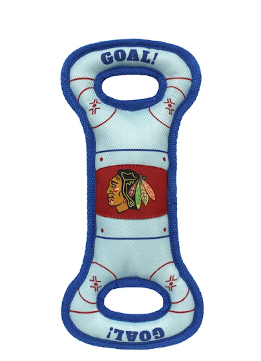 Pets First NHL Chicago Blackhawks Ice Hockey Rink PET Toy with Inner Squeaker. A Tough Toy for Dogs & Cats with Exciting Hockey Graphics, Gorgeous Team Logo & Double Stitch Trims