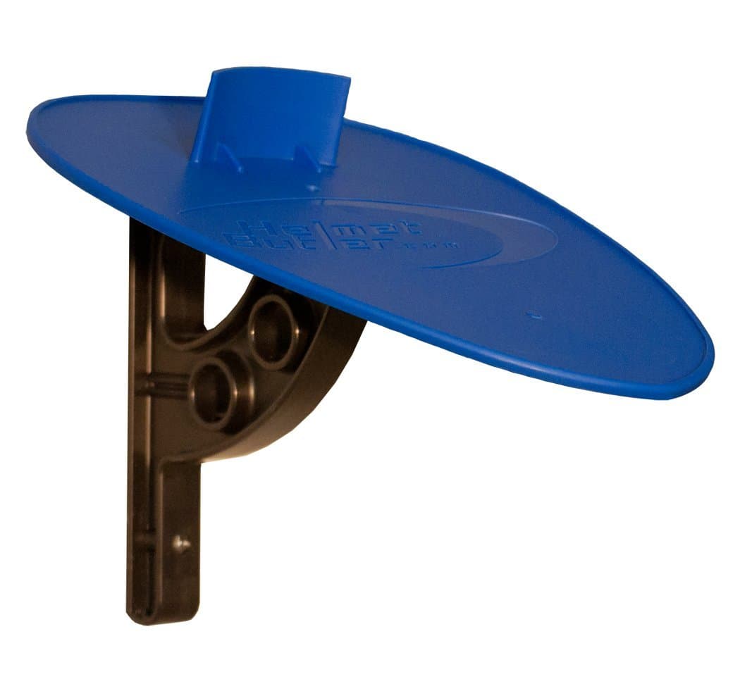 Helmet Butler - Motorcycle Helmet & Gear Storage System - Blue Top - Black Bracket