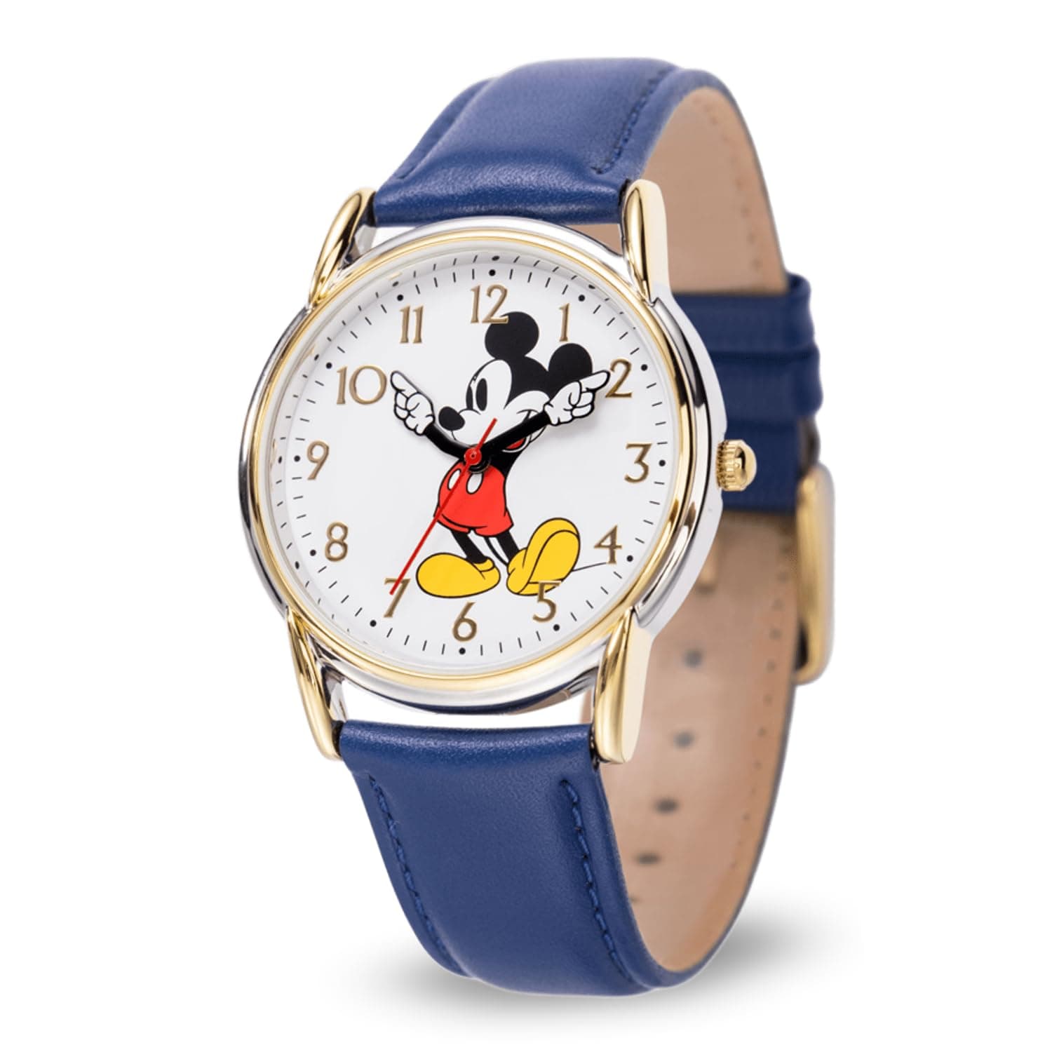 Disney Mickey Mouse Adult Classic Cardiff Articulating Hands Analog Quartz Leather Strap Watch