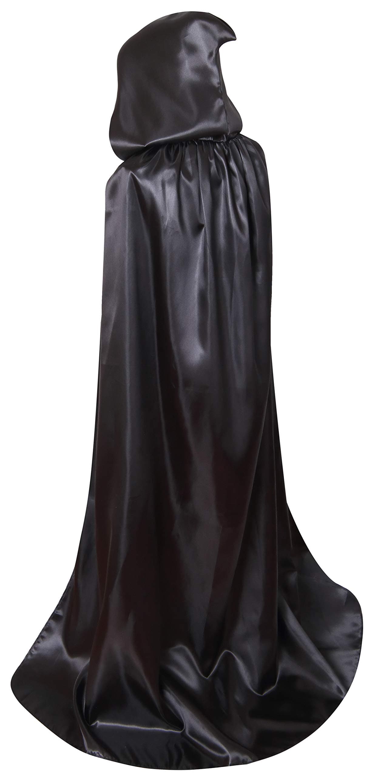 BIGXIANExtra Long Hooded Satin Cloak, Halloween Christmas Fancy Cape