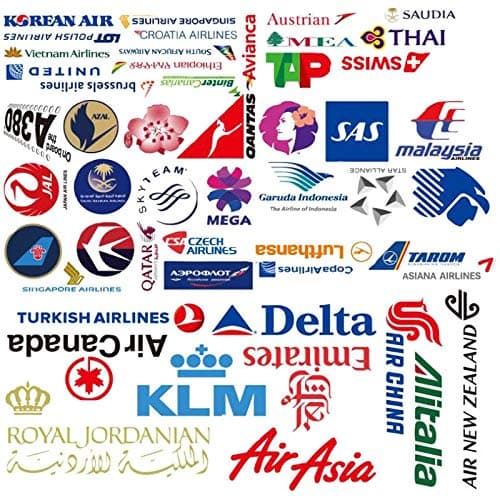 Airlines Logo Themed Vinyl Stickers (5-8 cm) – Durable, Waterproof, and Perfect for Laptops, Luggage, Water Bottles, and More – Aviation Lover's Decorative Set (Pack of 50)