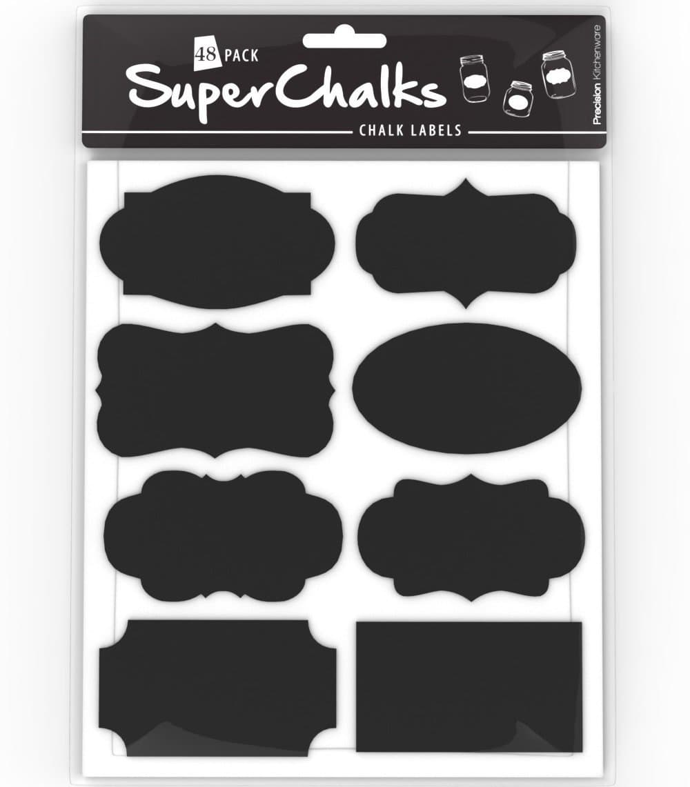 SuperChalks Premium Chalkboard Labels - Fantastic for Labeling Jars - 48 Pack
